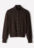 Knit Cardigan Cotton Nylon Blend Mock Neck