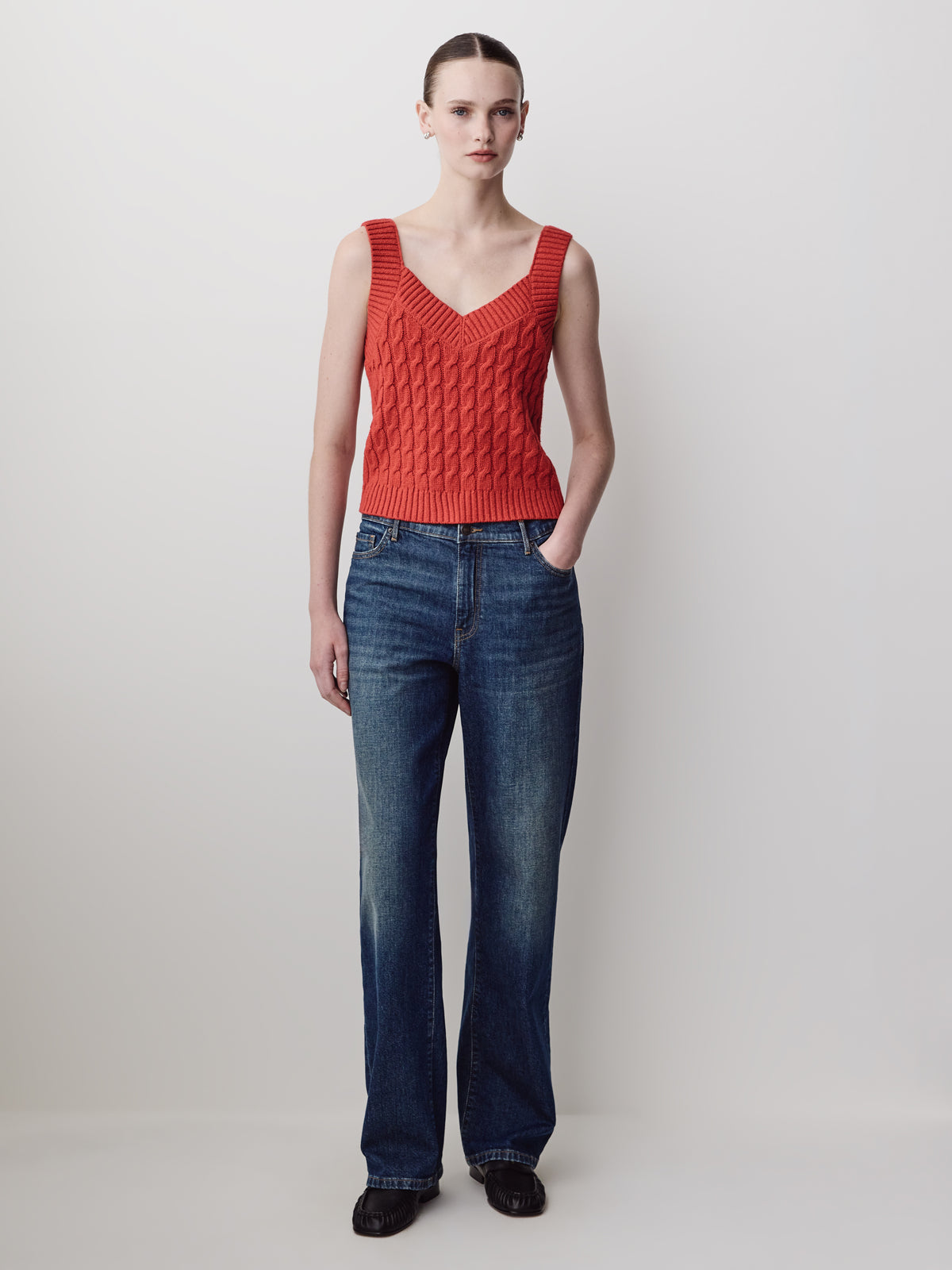 Knit Sweater Vest Cable Camisole Blend
