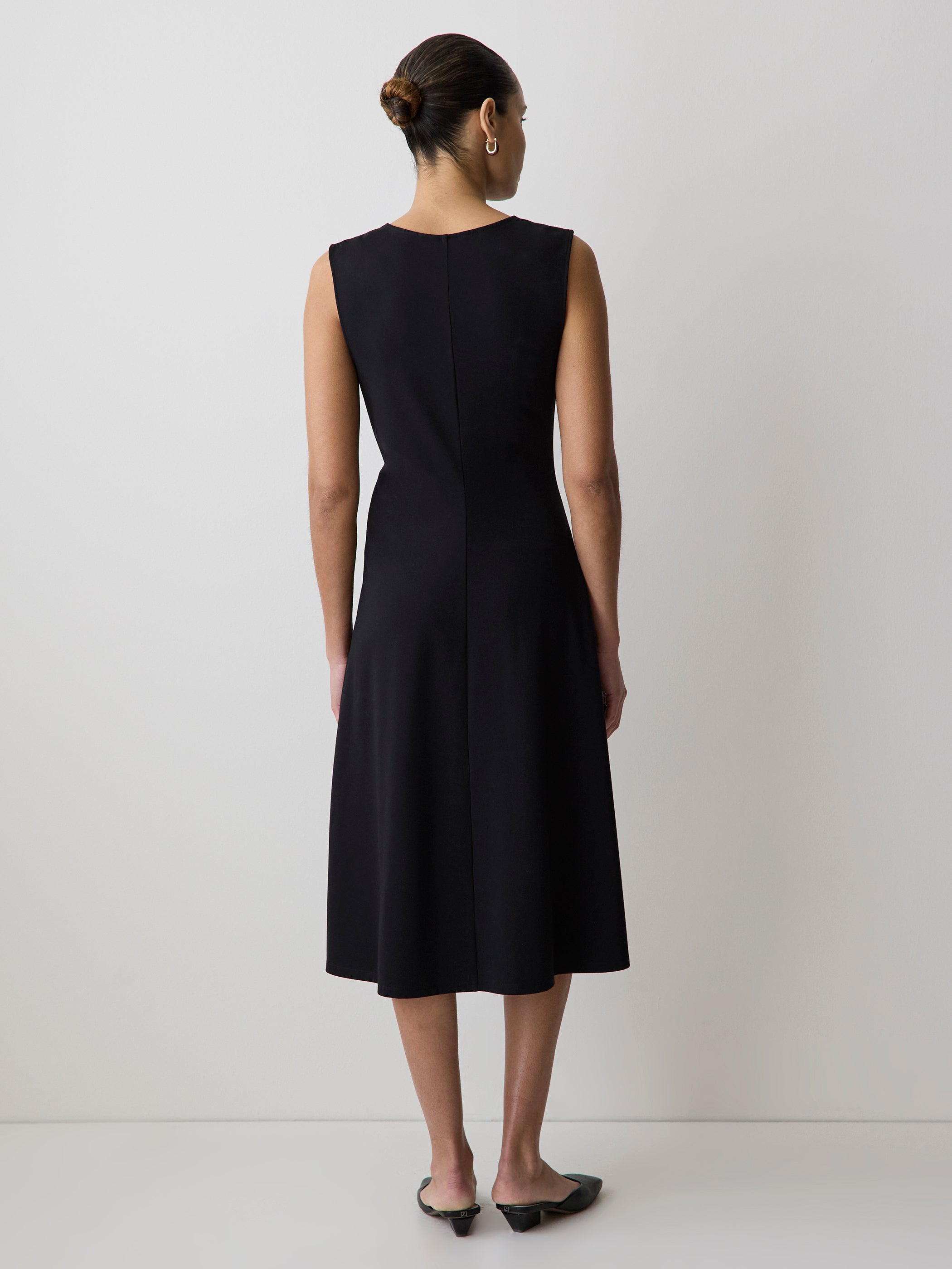 Sleeveless Crew-Neck Midi Dress with Knot Detail