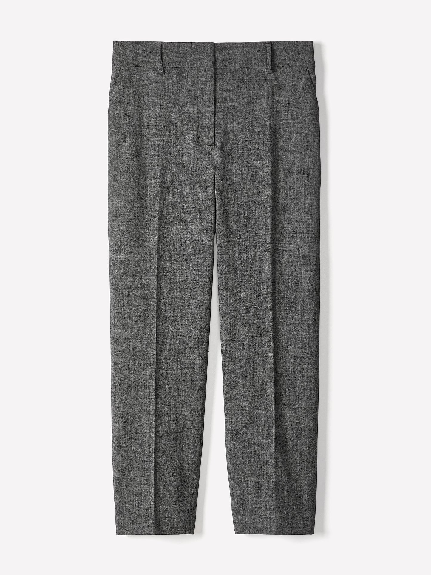 Black Mid-Rise Straight-Leg Cropped Pant