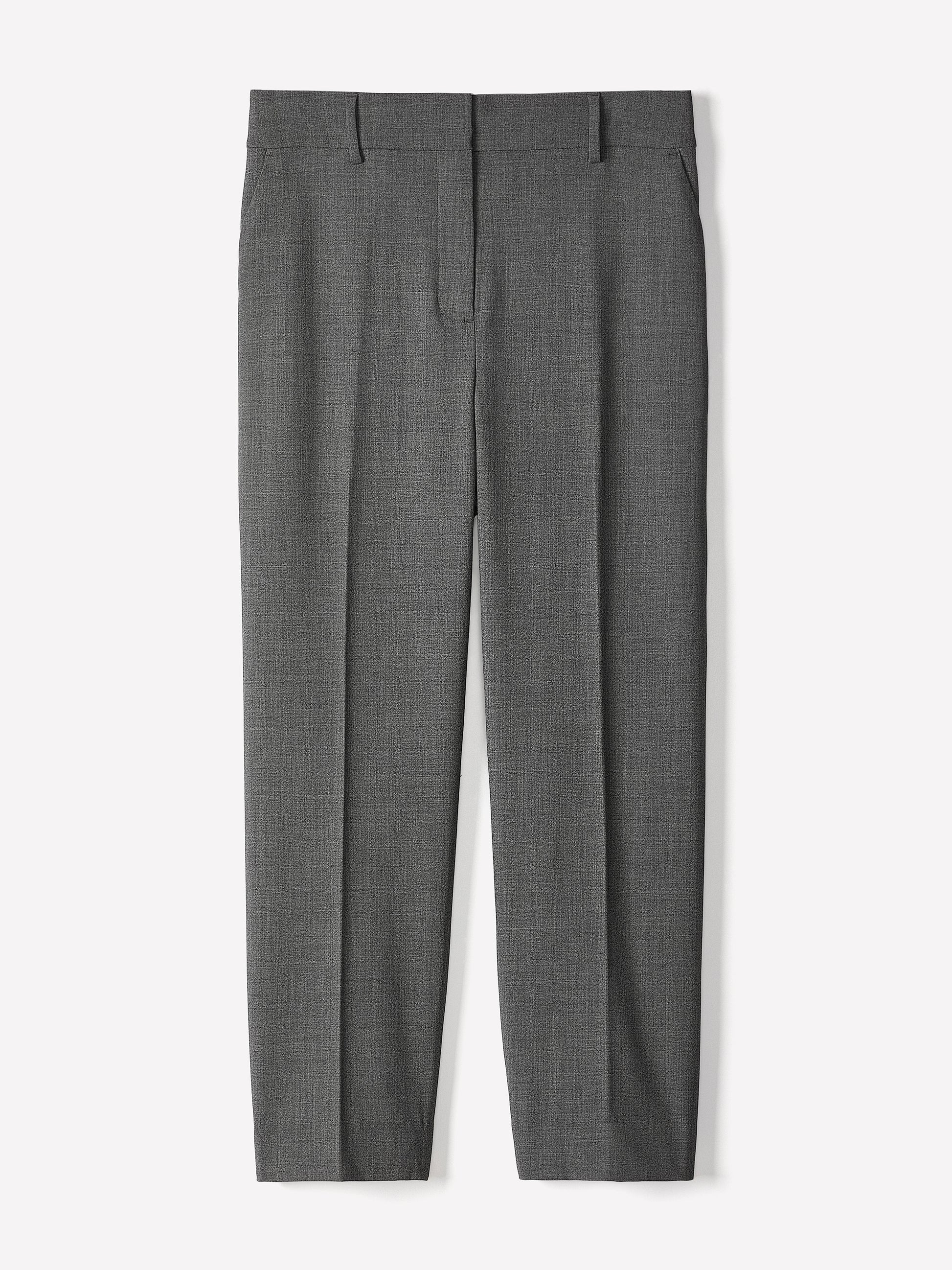 Black Mid-Rise Straight-Leg Cropped Pant