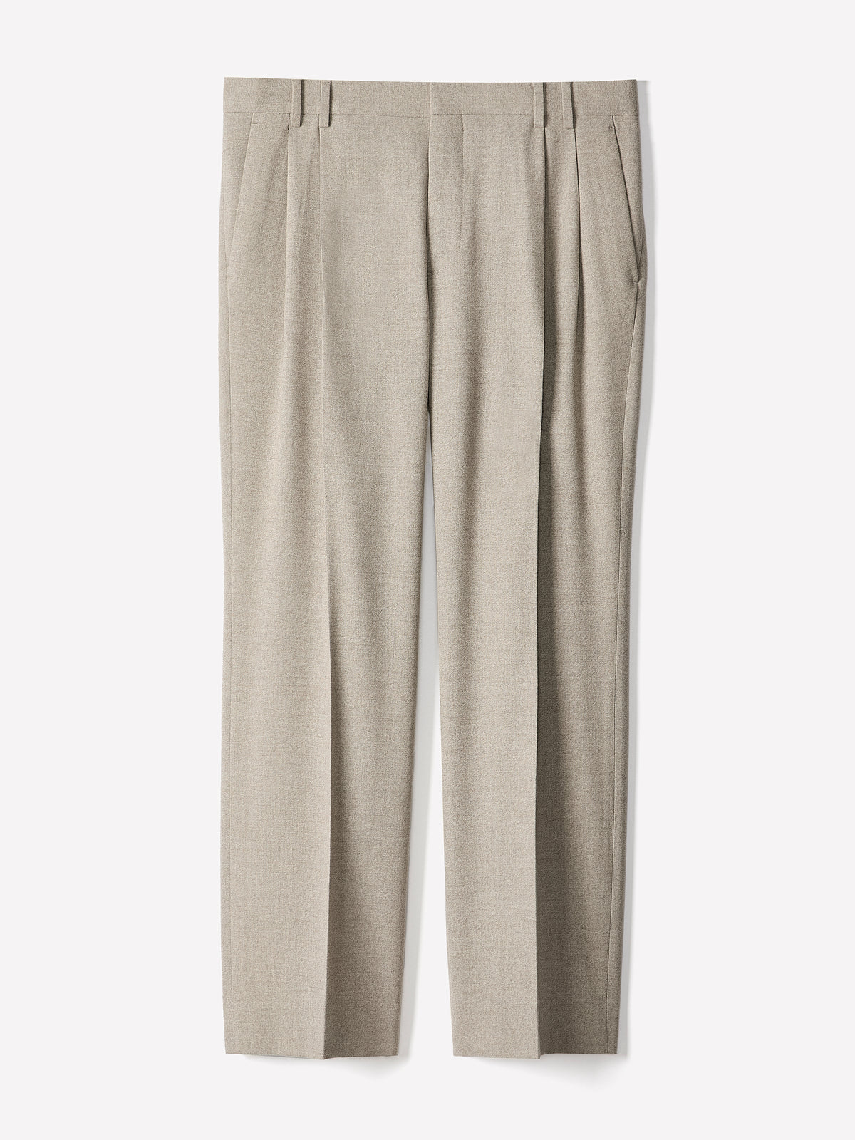 Straight Fit Brushed Oat Pleated Pants