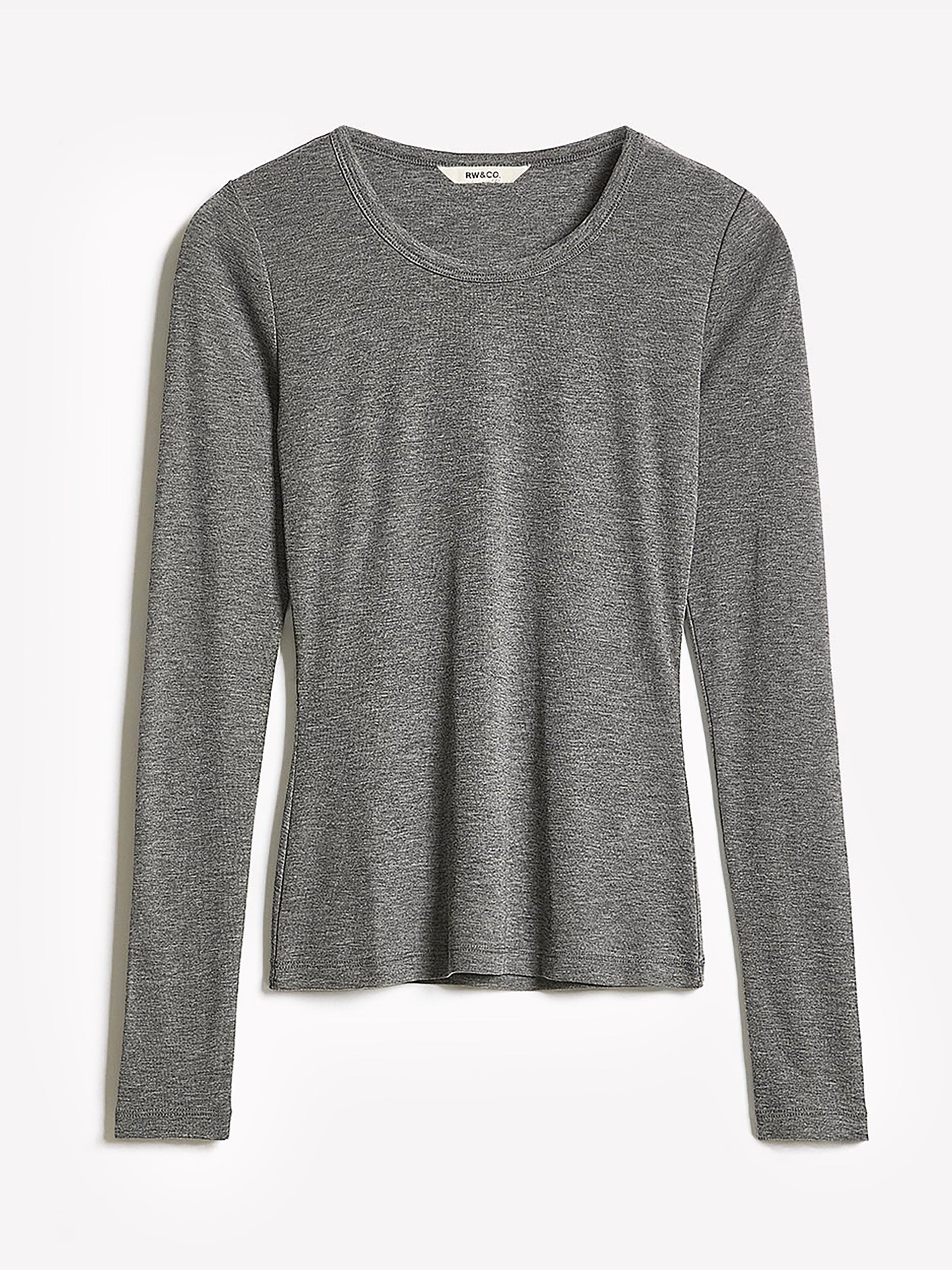 Wool-Blend Scoop-Neck Long-Sleeve Top