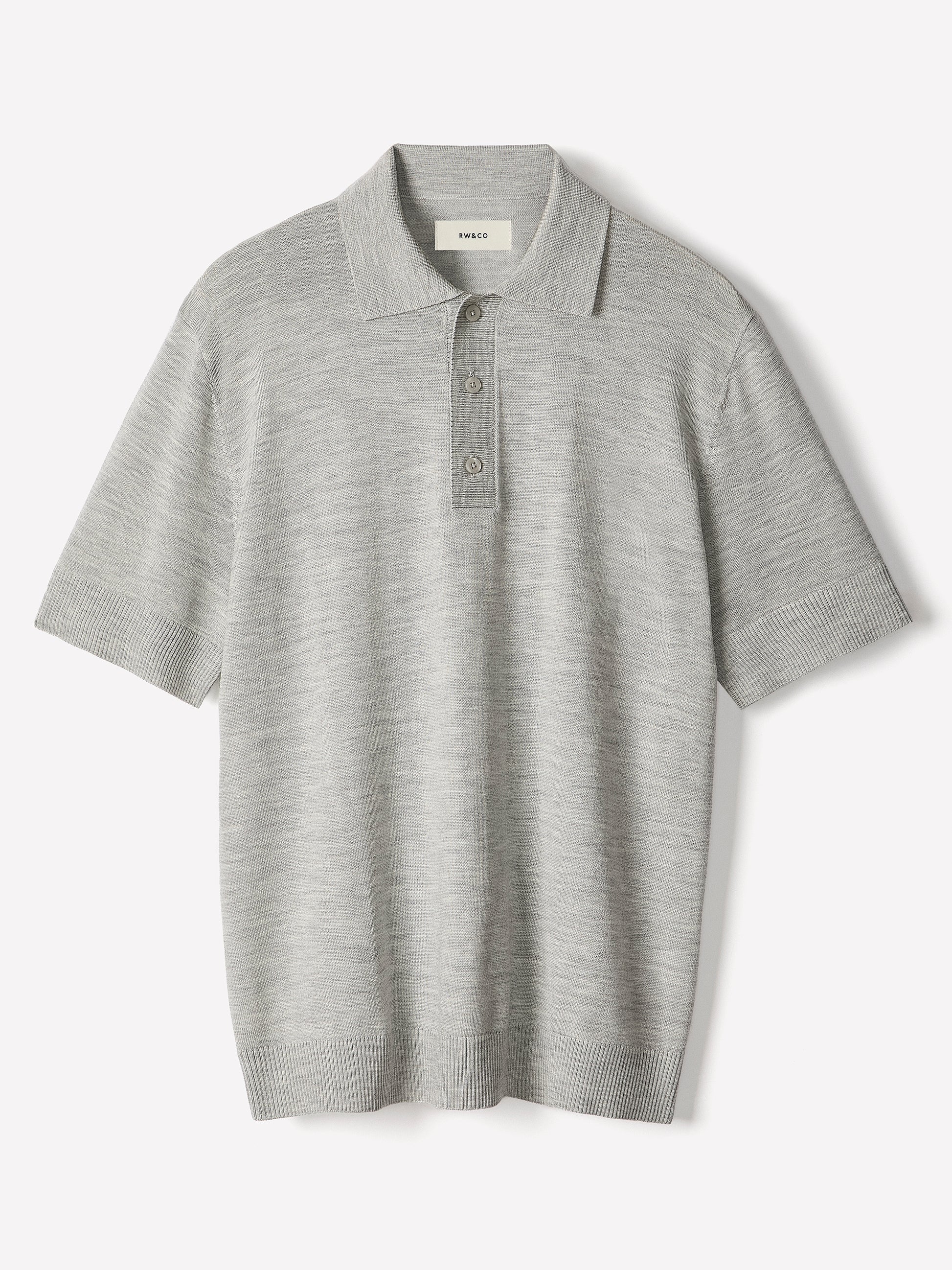 Merino Wool Polo Sweater Short Sleeve