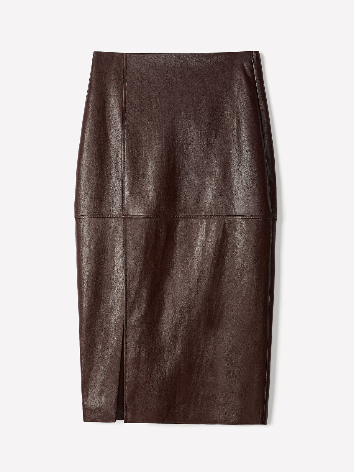 Faux Leather Straight Midi Skirt