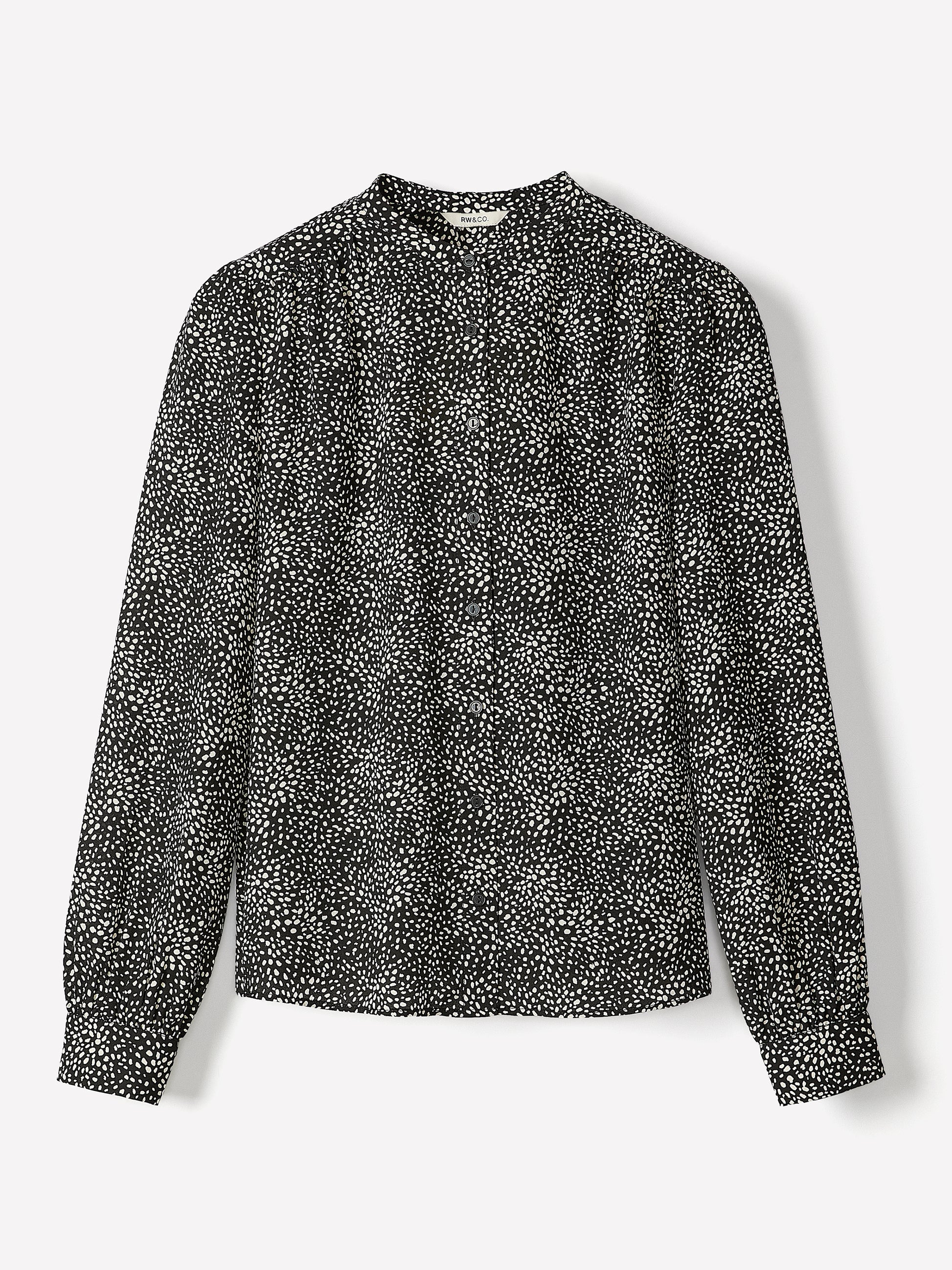 Silky Crepe Long-Sleeve Buttoned-Down Blouse