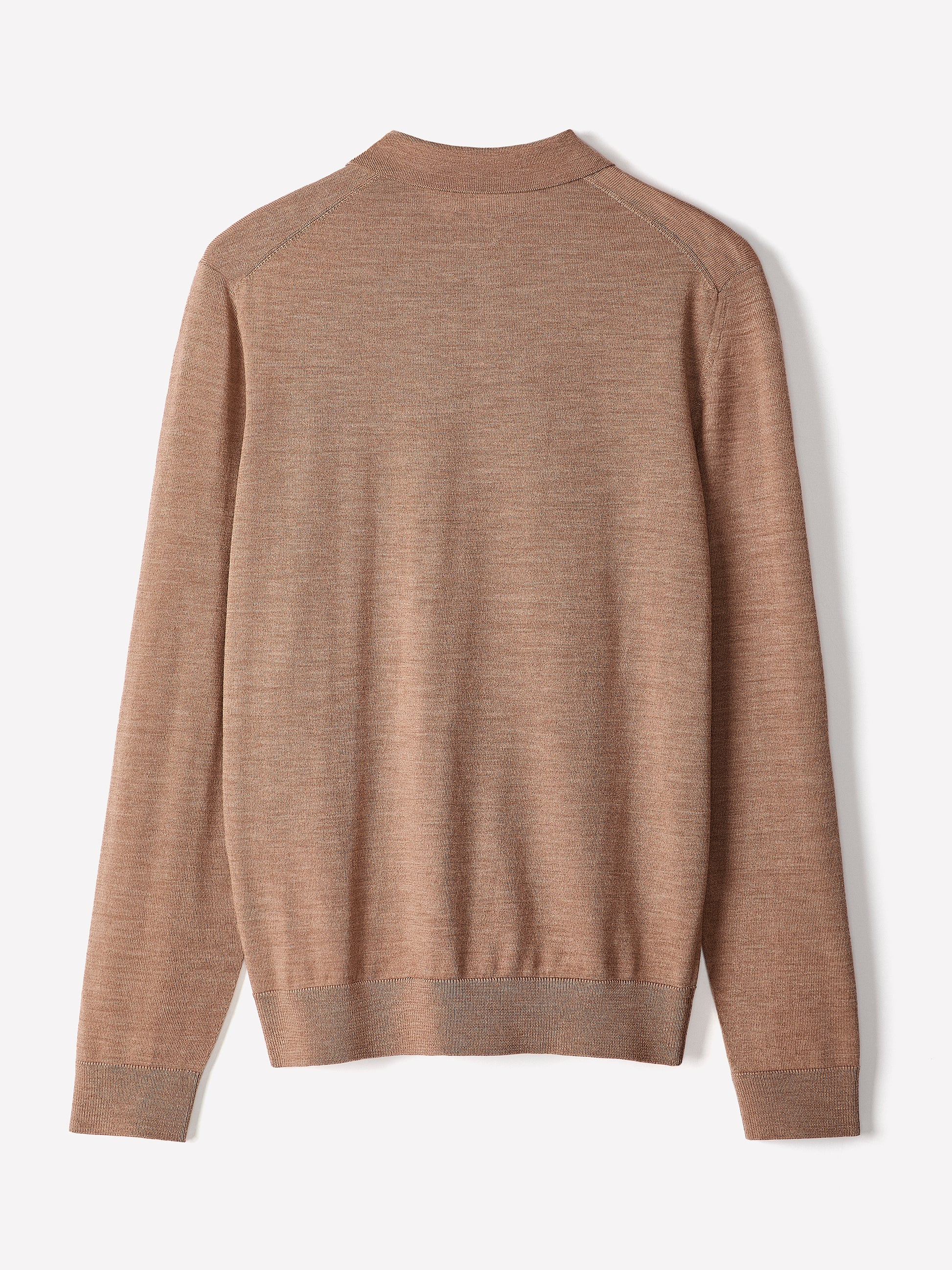 Merino Wool Knit Polo Sweater Long Sleeve