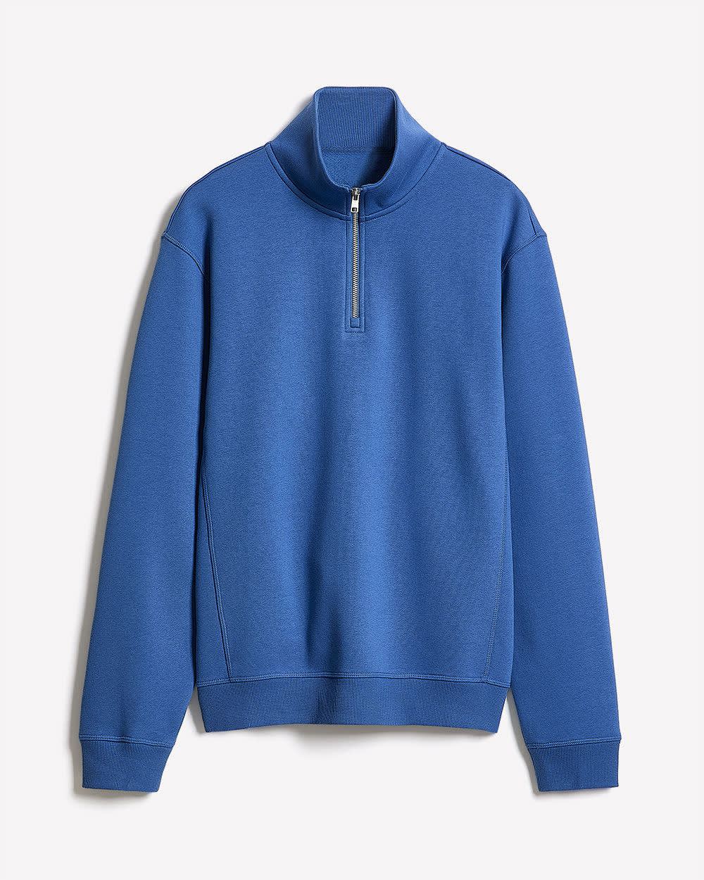 Long-Sleeve Half-Zip Mock-Neck Sweater