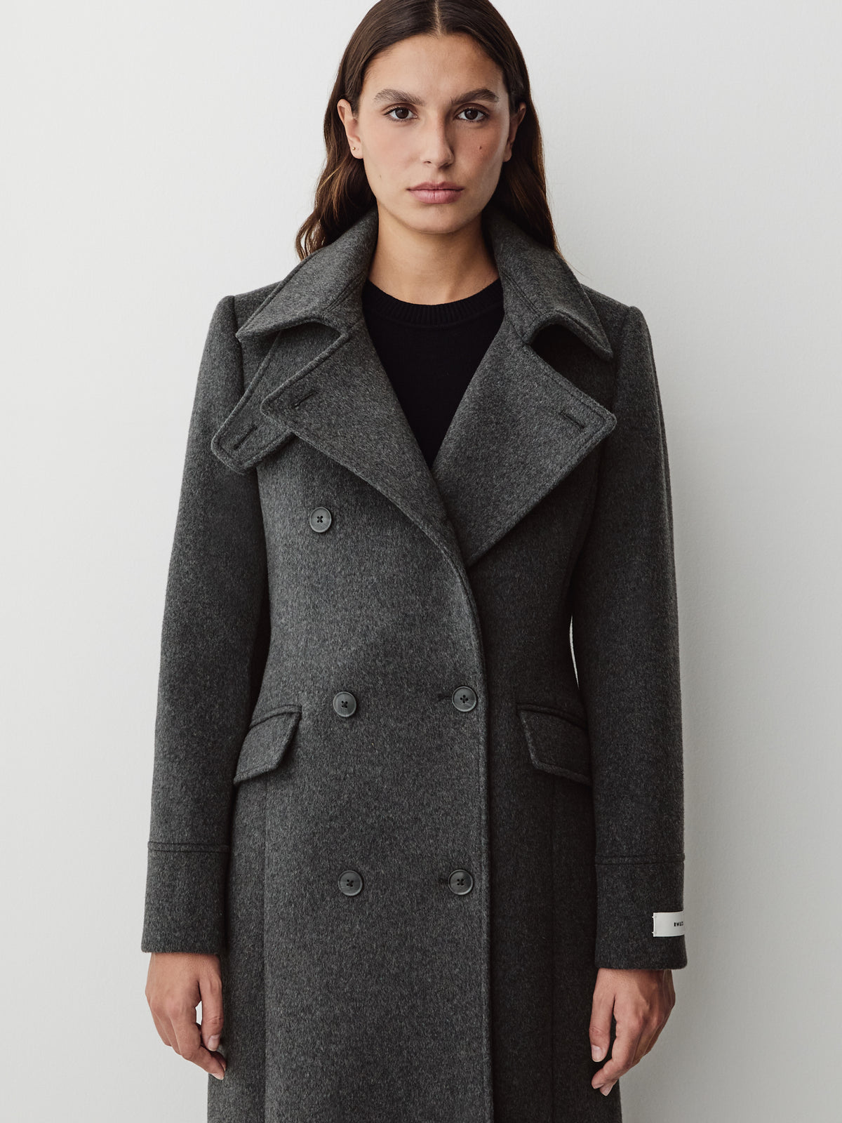 Wool Blend Double Breasted Coat