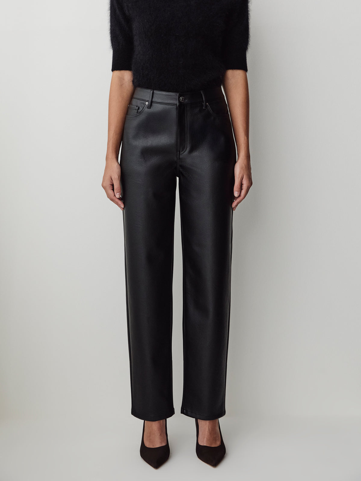High-Rise Tapered-Leg Faux-Leather Pant