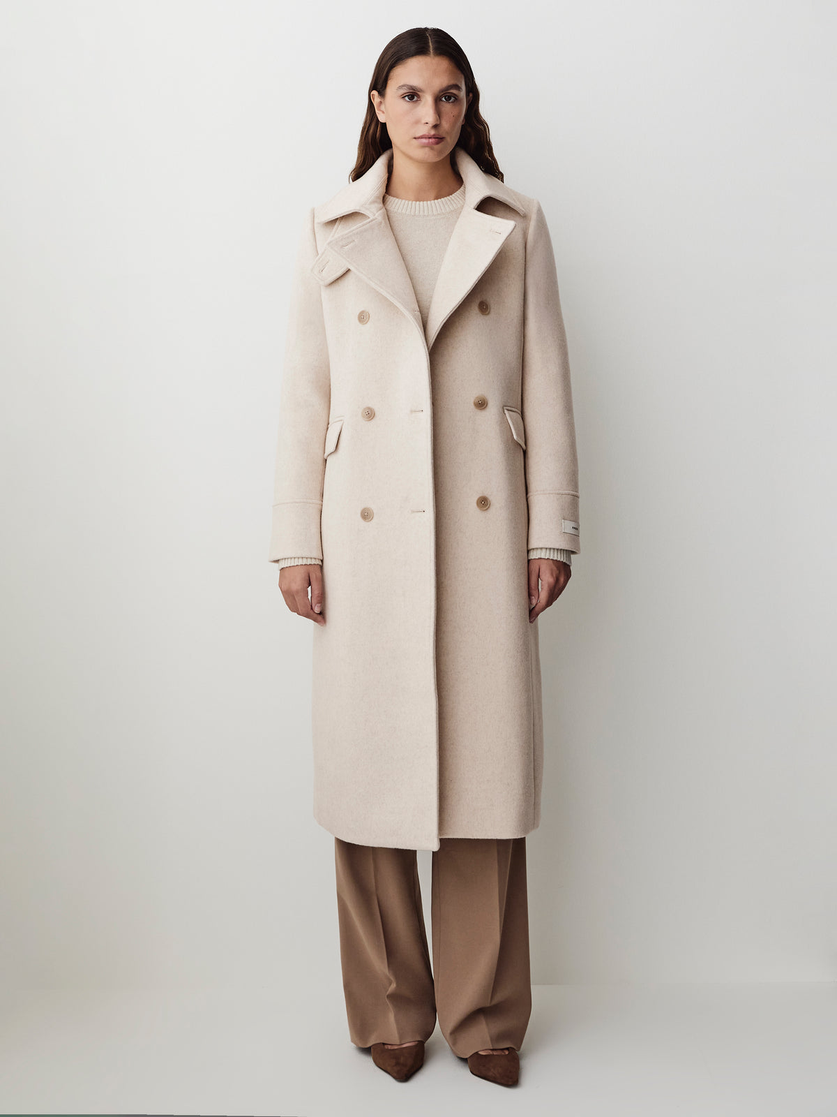 Wool Blend Double Breasted Coat