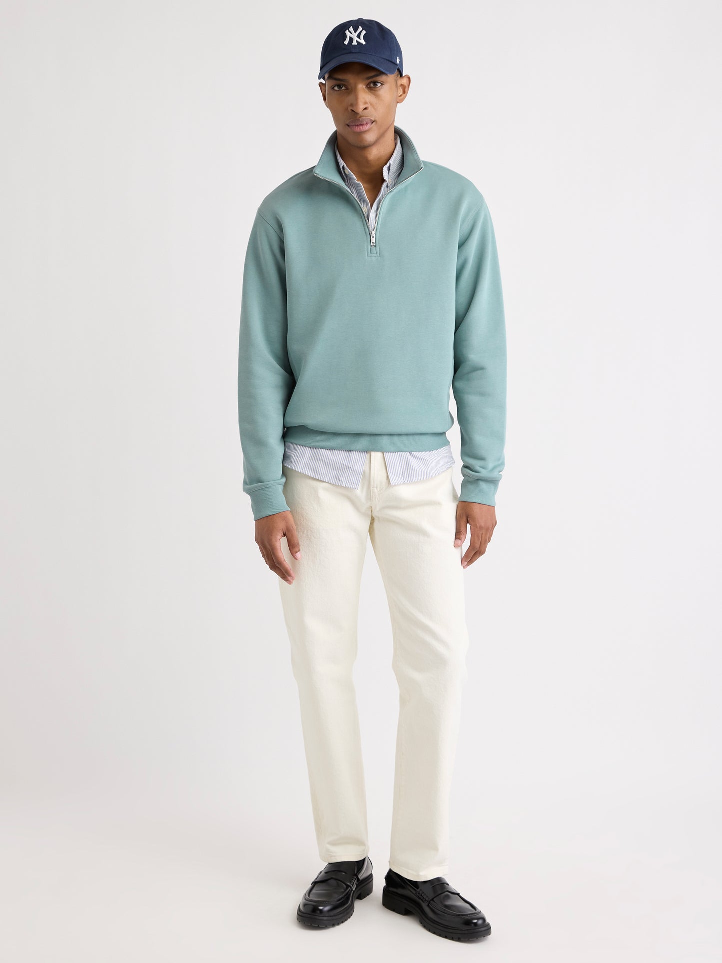 Long-Sleeve Half-Zip Mock-Neck Sweater