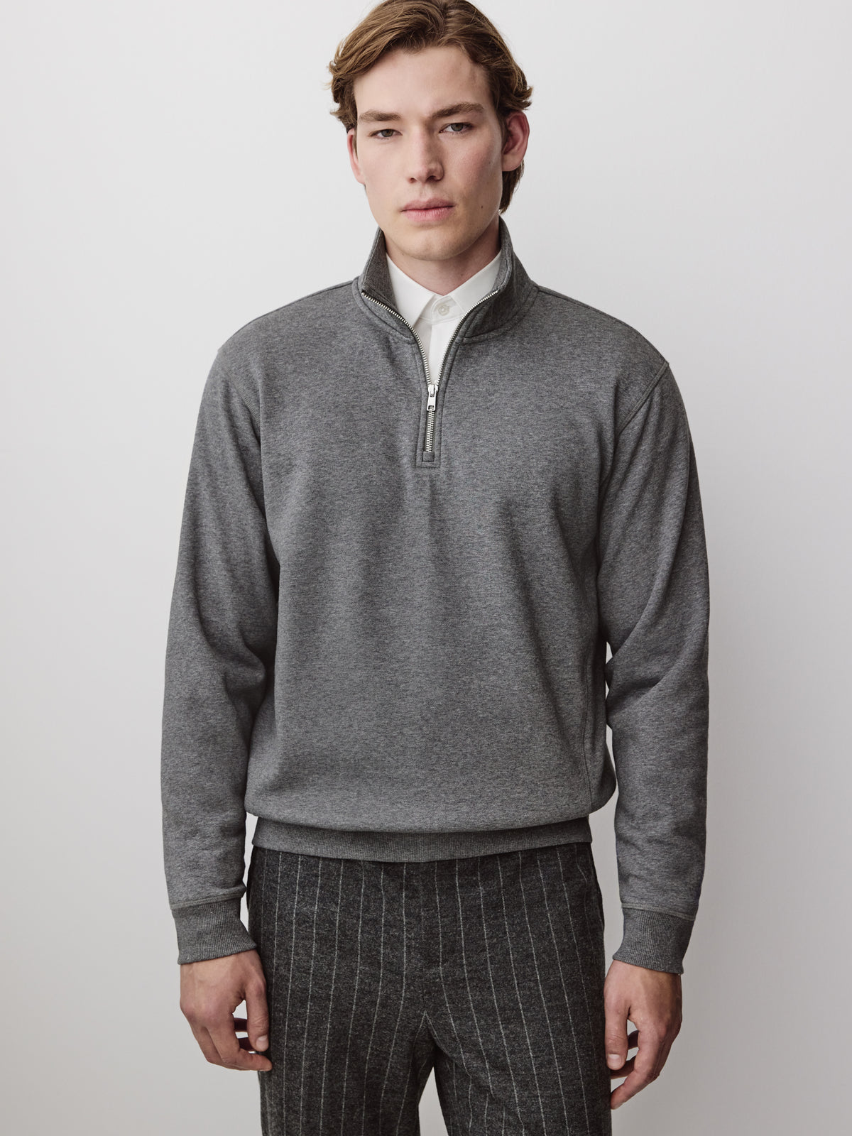 Long-Sleeve Half-Zip Mock-Neck Sweater