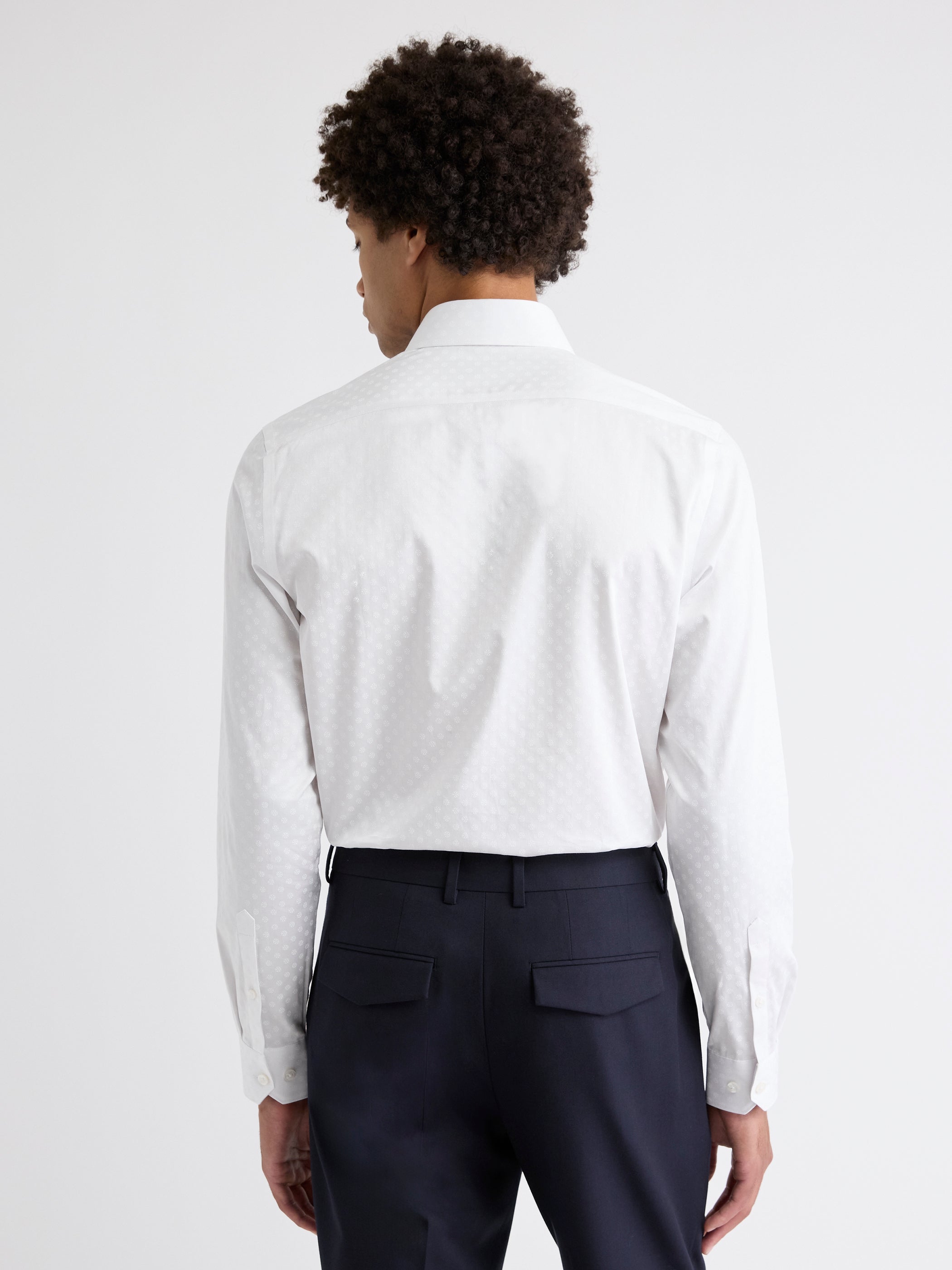Tailored-Fit Dress Shirt with Micro Geo Print