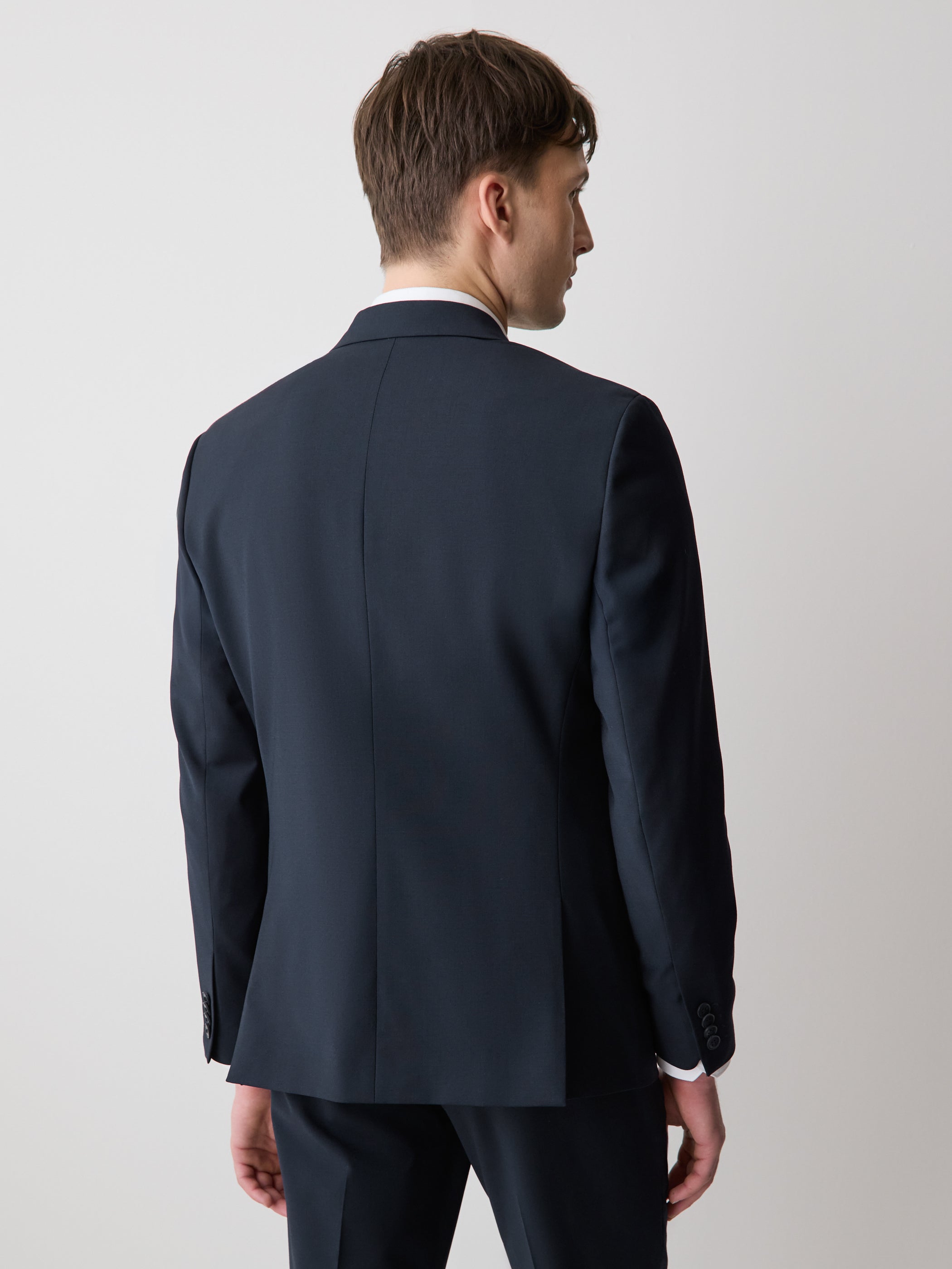 Slim Fit Navy Wool Suit Blazer