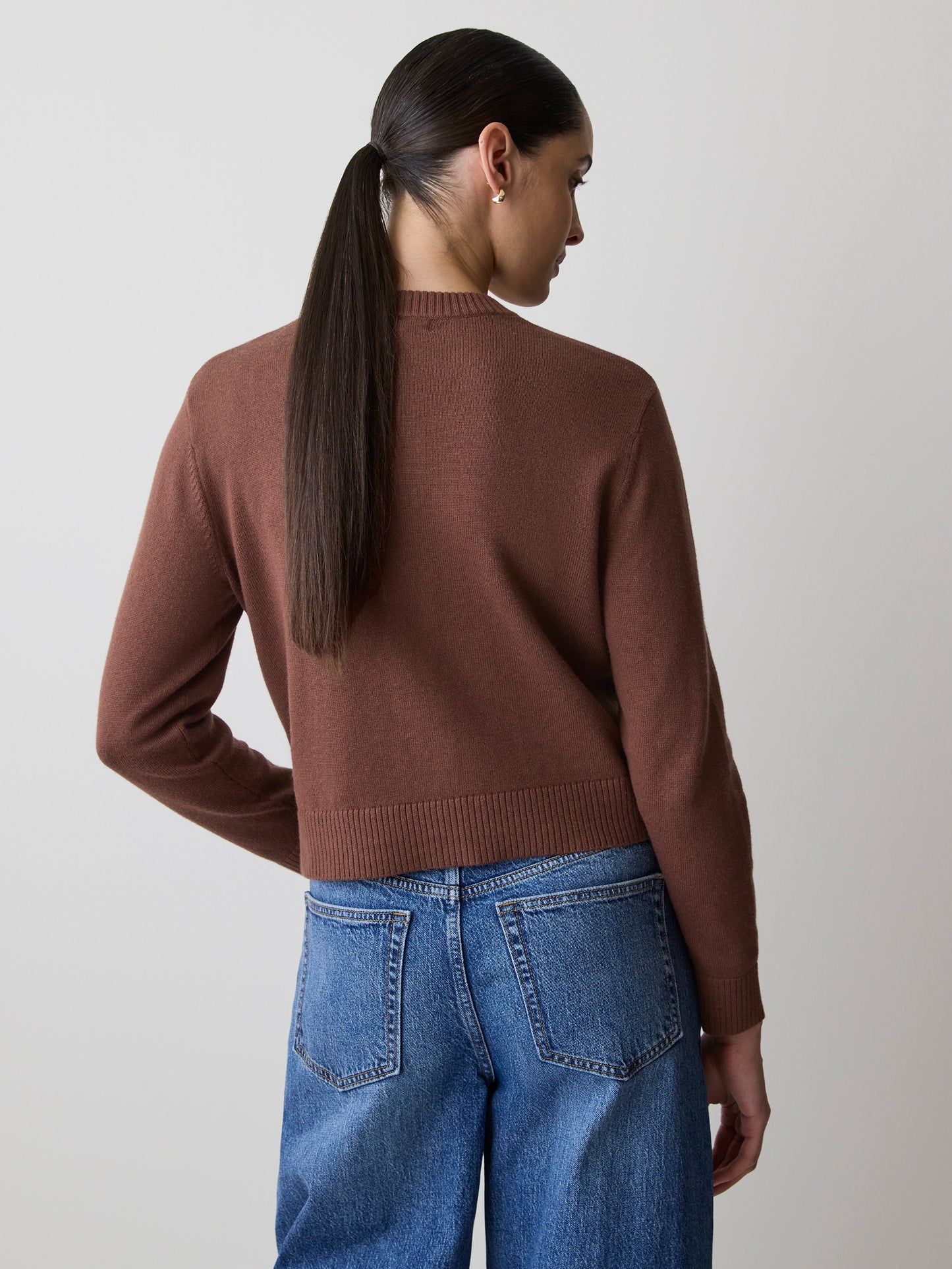 Wool-Blend Long-Sleeve Crew-Neck Cardigan