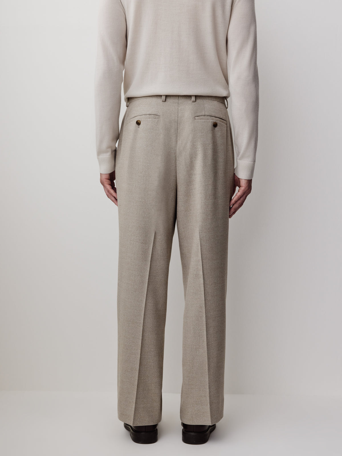 Straight Fit Brushed Oat Pleated Pants