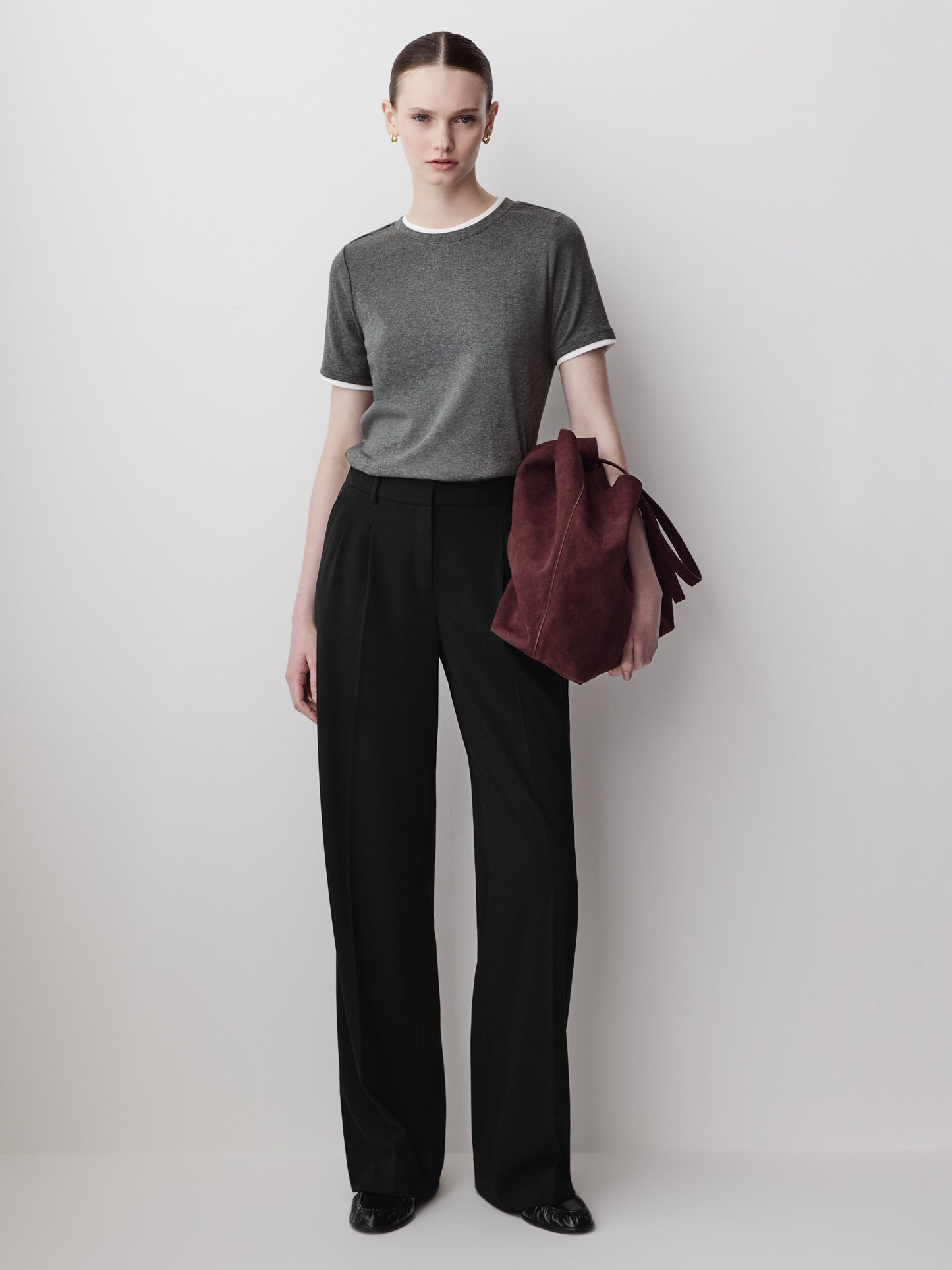 Short-Sleeve Crew-Neck Ribbed Basic Tee