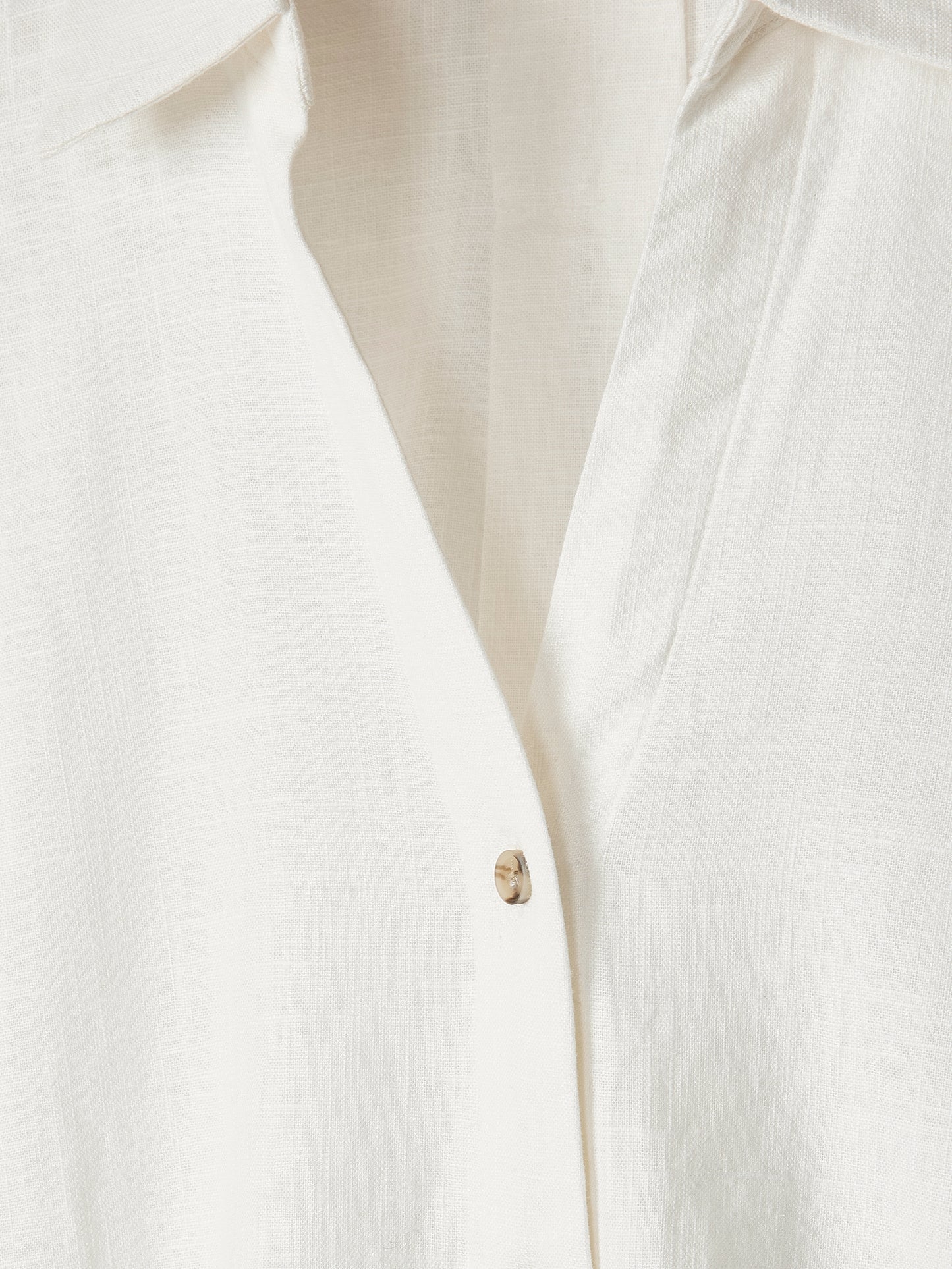 Linen-Blend Short-Sleeve Blouse with Shirt Collar