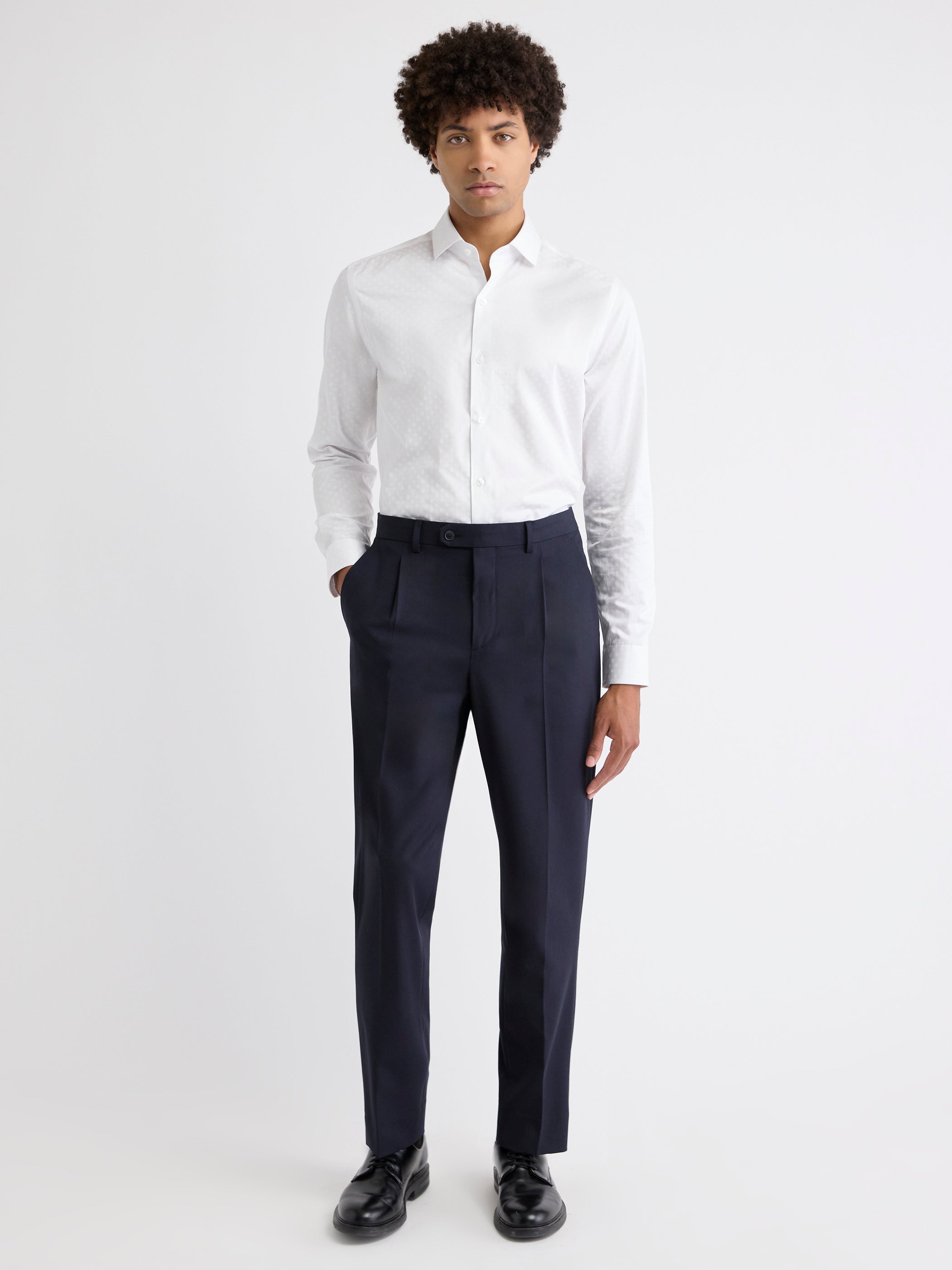 Tailored-Fit Dress Shirt with Micro Geo Print