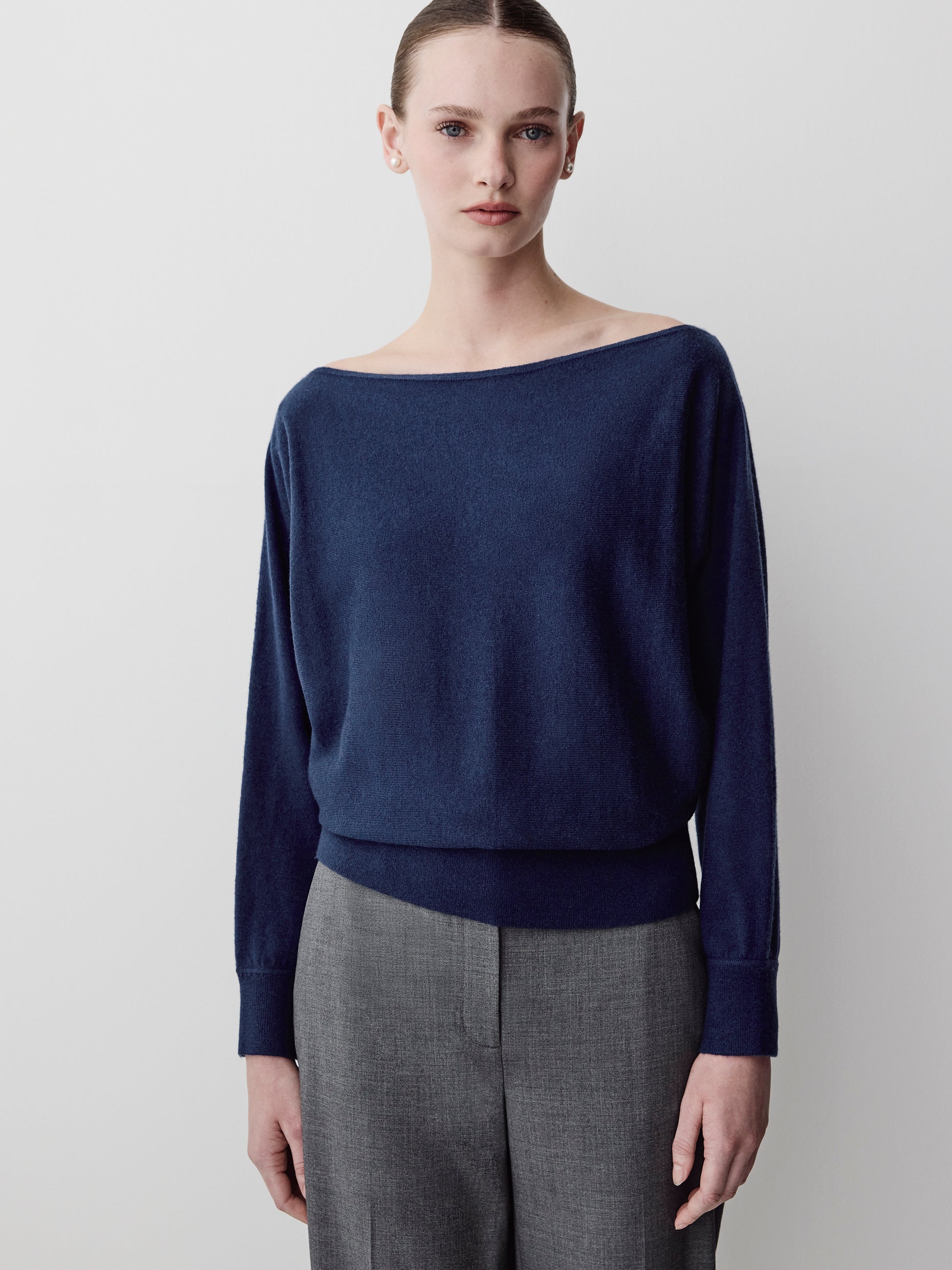 Off Shoulder Knit Sweater 100% Merino Wool