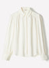 Silky Crepe Long-Sleeve Buttoned-Down Blouse