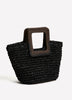 Woven Paper and PU Cutout Handle Handbag