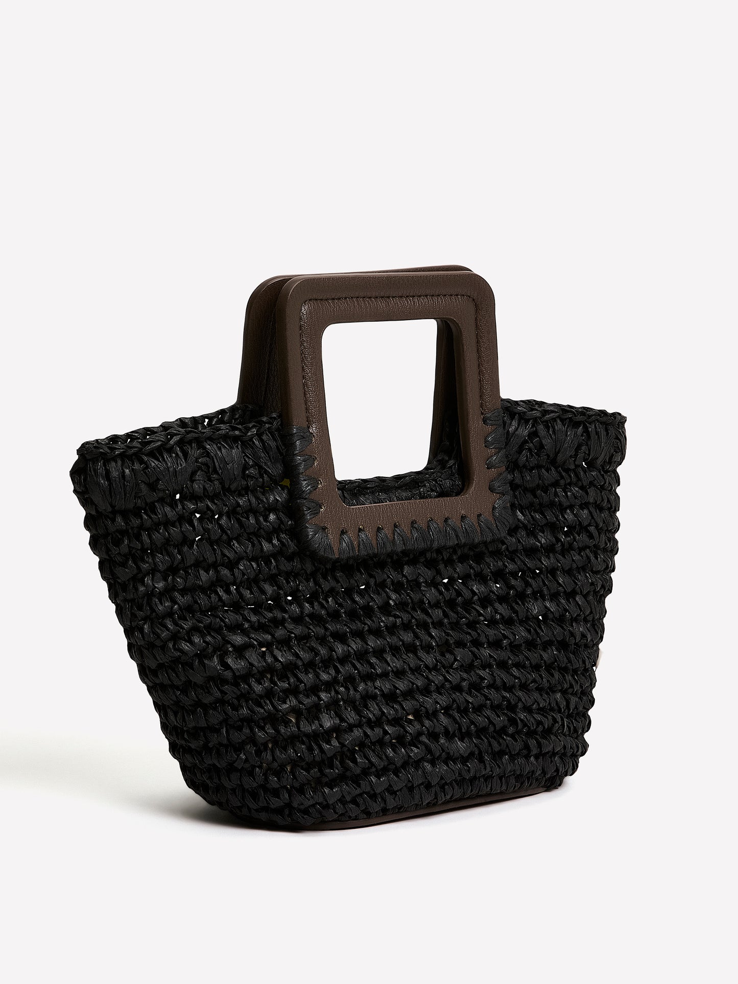 Woven Paper and PU Cutout Handle Handbag