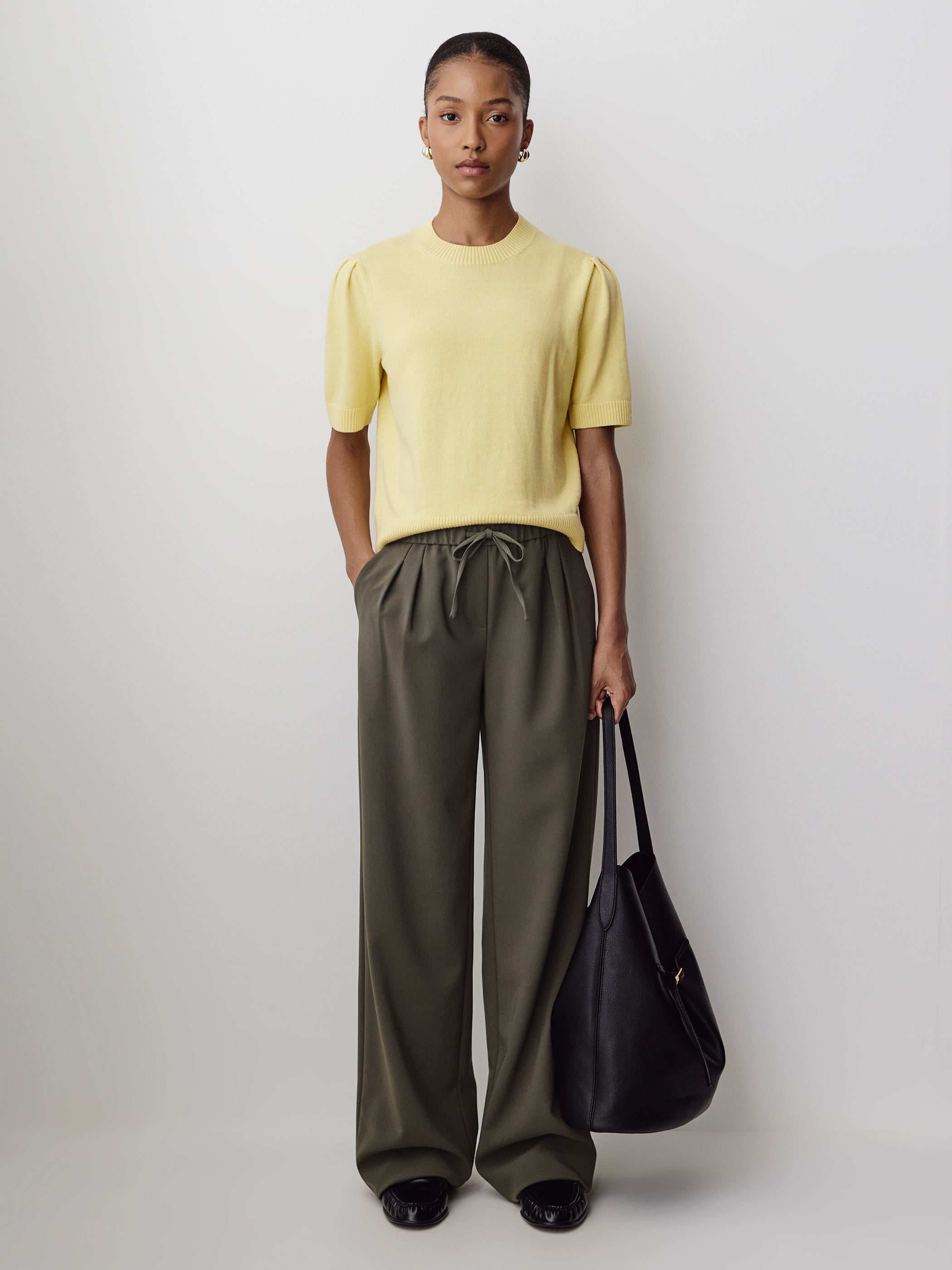 Pull-On Mid-Rise Wide-Leg Pant