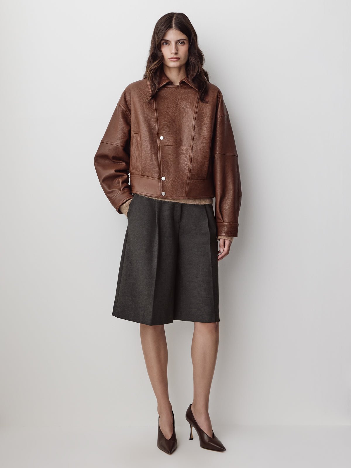Leather Outerwear Jacket Lambskin Women's