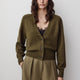 V-Neck Cardigan with Long Barrel Sleeves