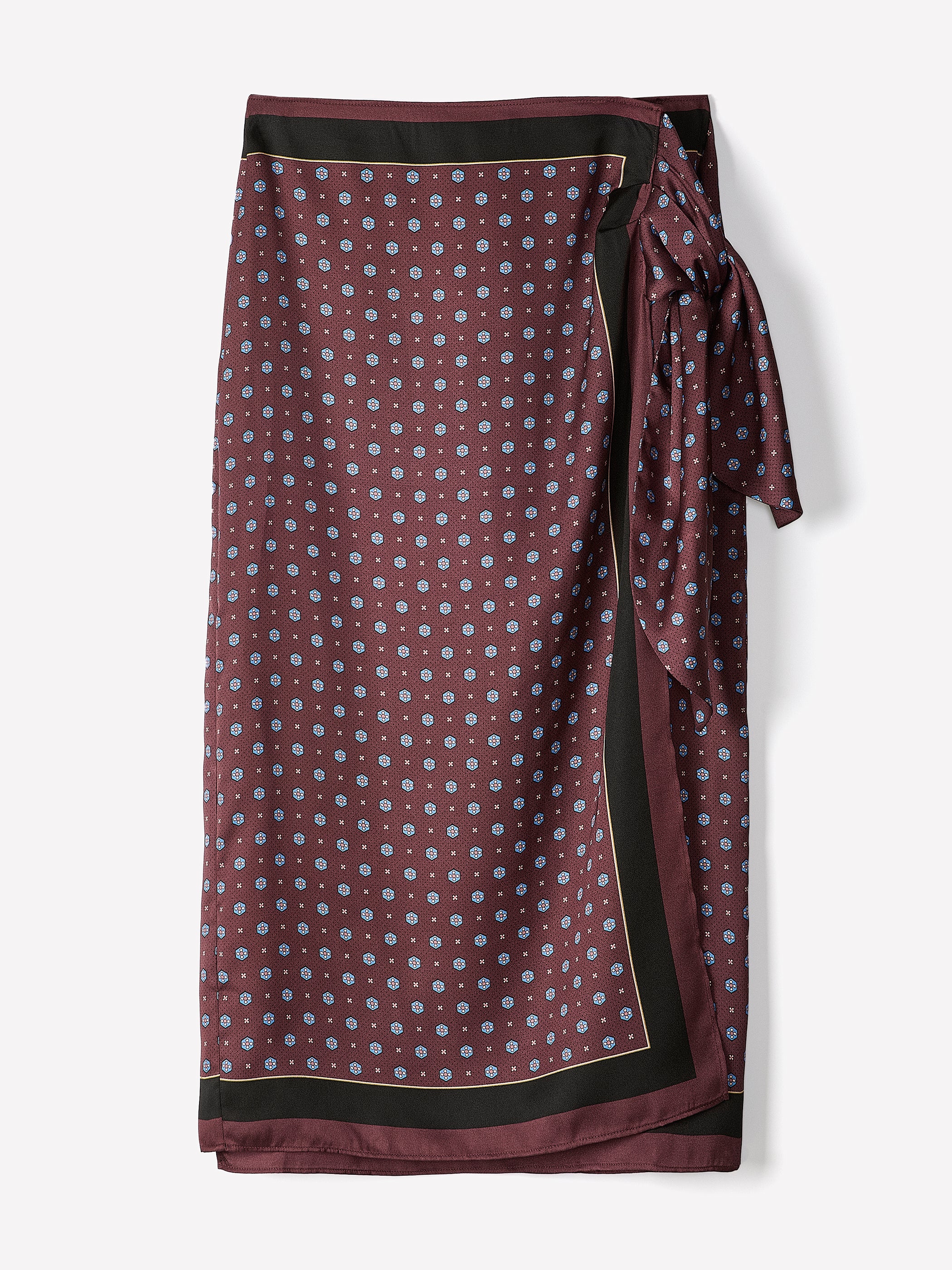 Satin High-Rise Wrap Midi Skirt