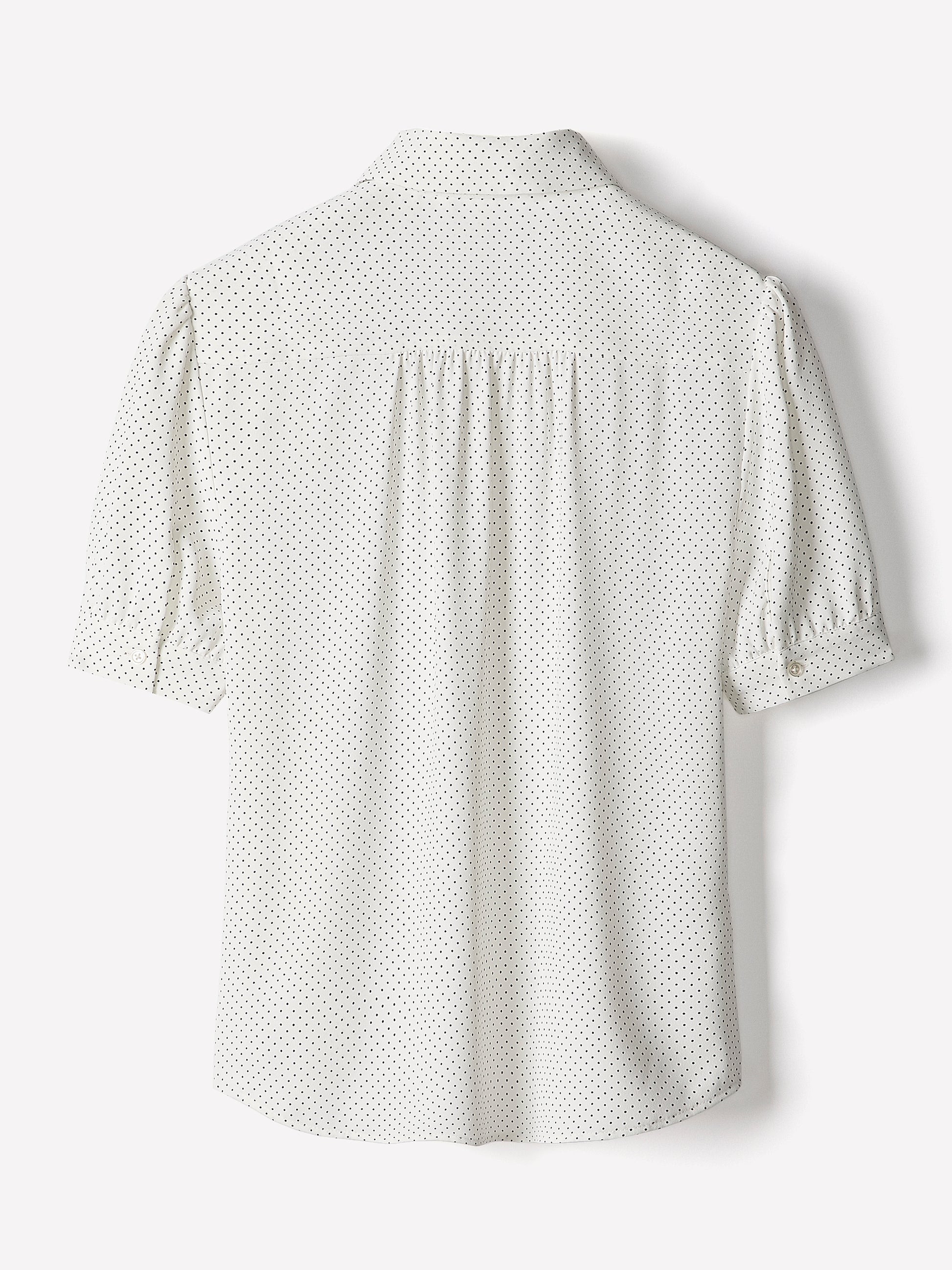 Silky Crepe Short-Sleeve Buttoned-Down Blouse