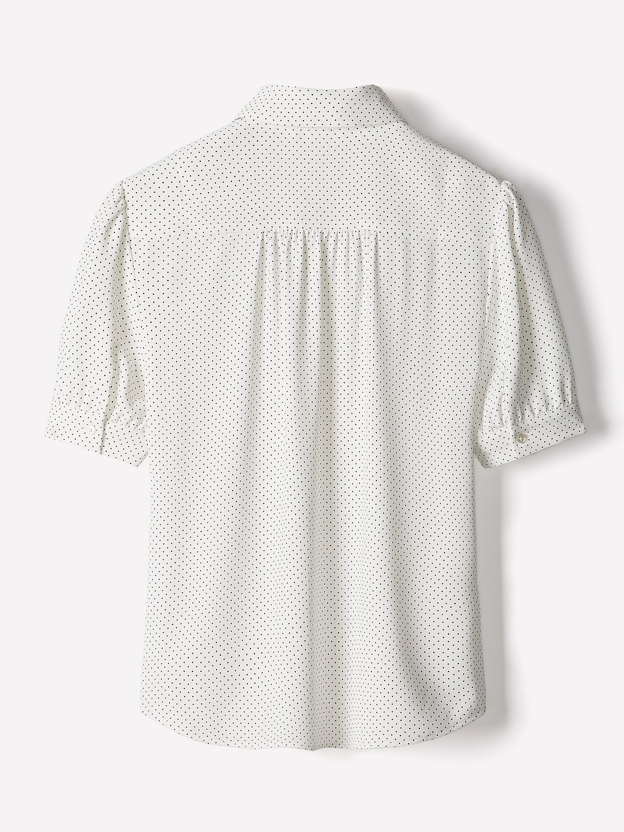 Silky Crepe Short-Sleeve Buttoned-Down Blouse