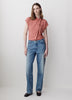 Extended-Sleeve Top with Crossover Draped Mock Neckline