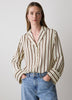 Long-Sleeve Twill Blouse with Notch Collar