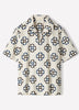 Linen-Blend Short-Sleeve Shirt with Print