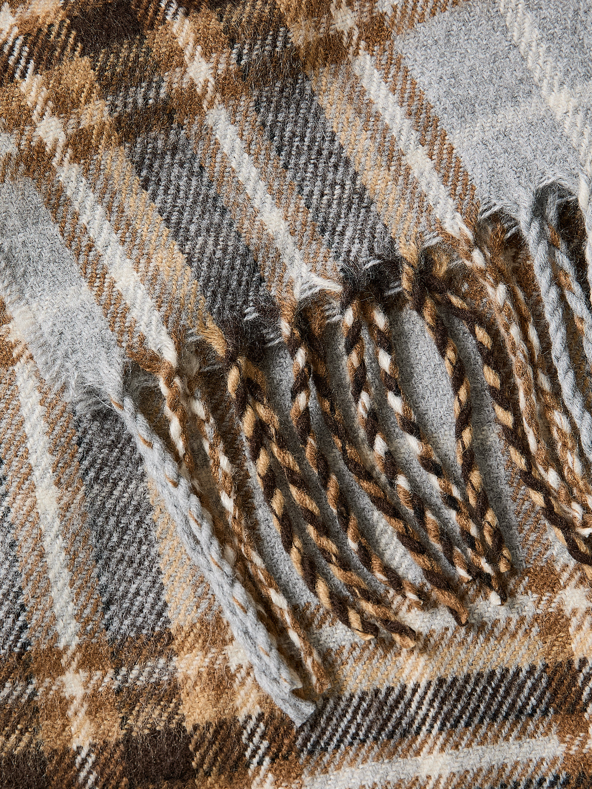 Plaid Scarf with Fringes