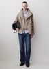 Wool Blend Short Jacket with Funnel Neck
