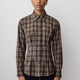 Woven Plaid Button-Up Shirt with Darts