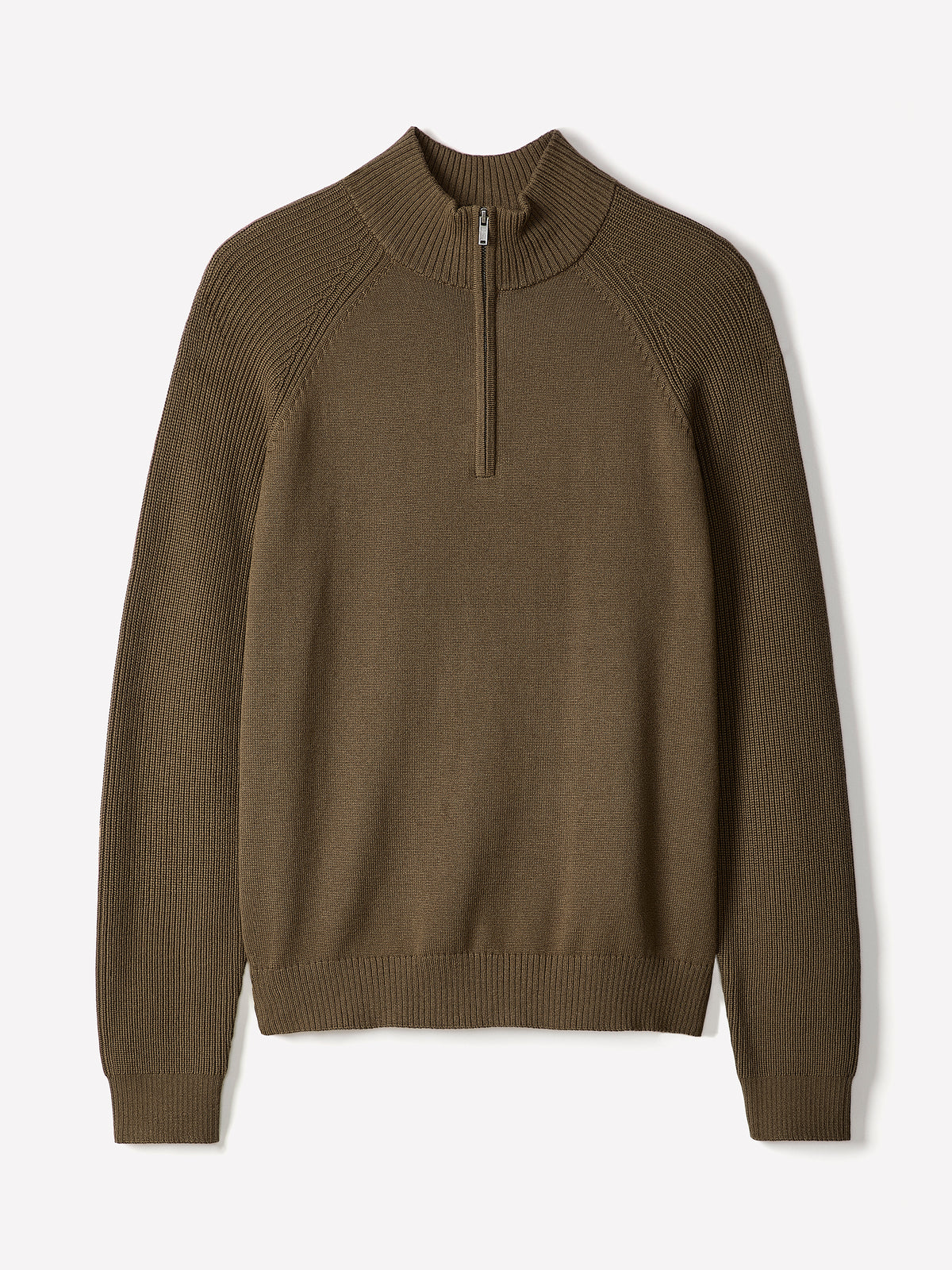 Long-Sleeve Half-Zip Mock-Neck Sweater