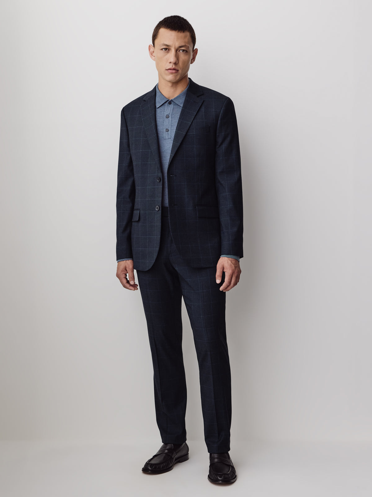 Slim Fit Navy Windowpane Woven Blazer