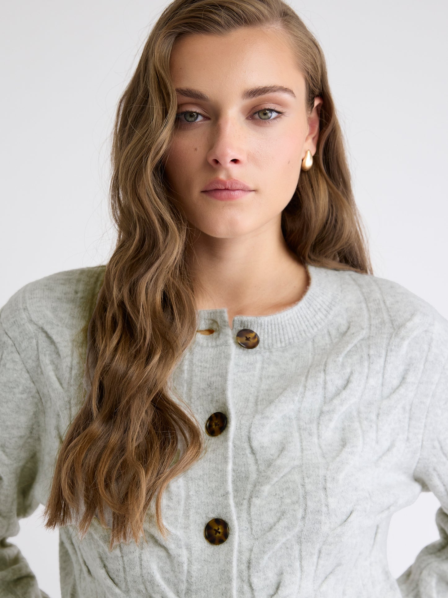 Long-Sleeve Cable-Stitch Cardigan