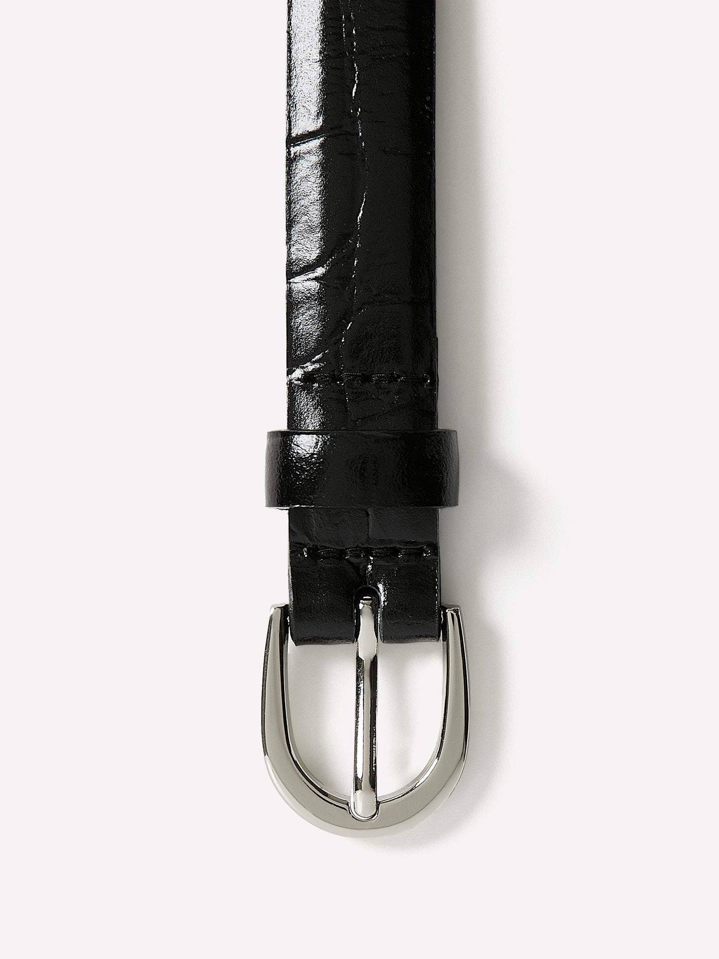 Leather Belt with Croco Texture