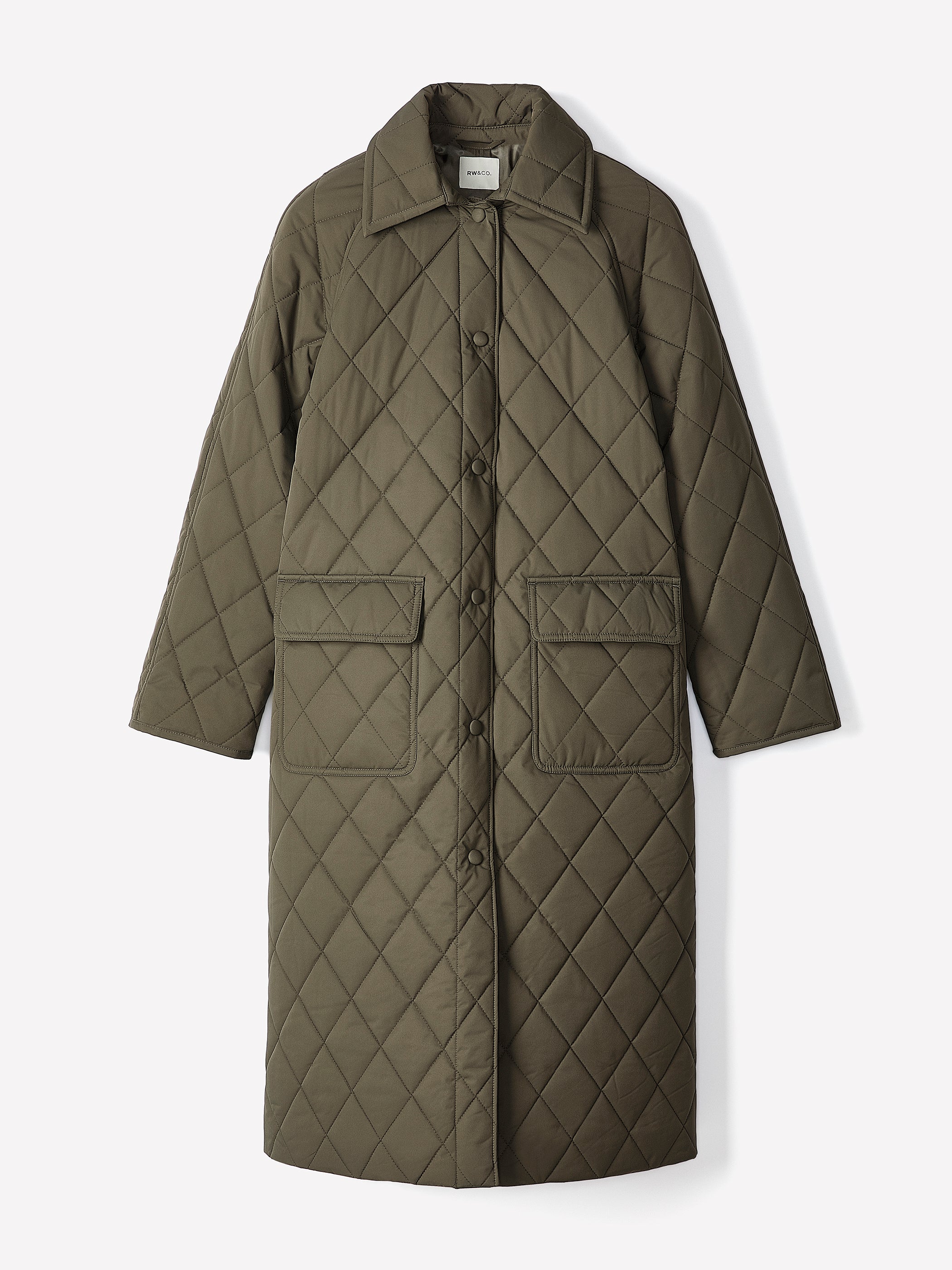 Women's Quilted Classic Fit Trench Coat with Shirt Collar – RW&CO