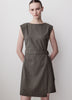 Woven Sleeveless Faux Wrap Dress with Stripes