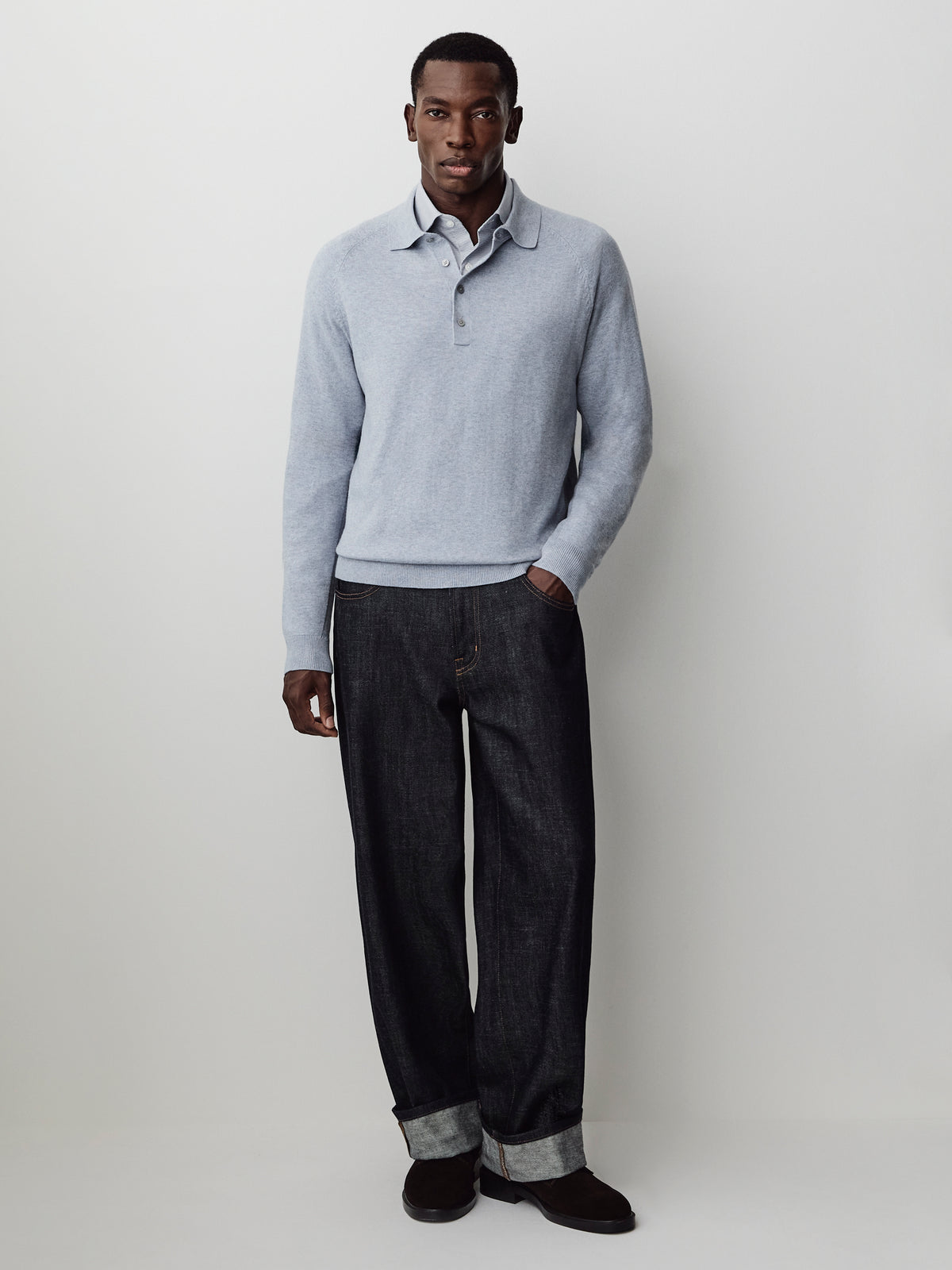 Long-Sleeve Polo Sweater
