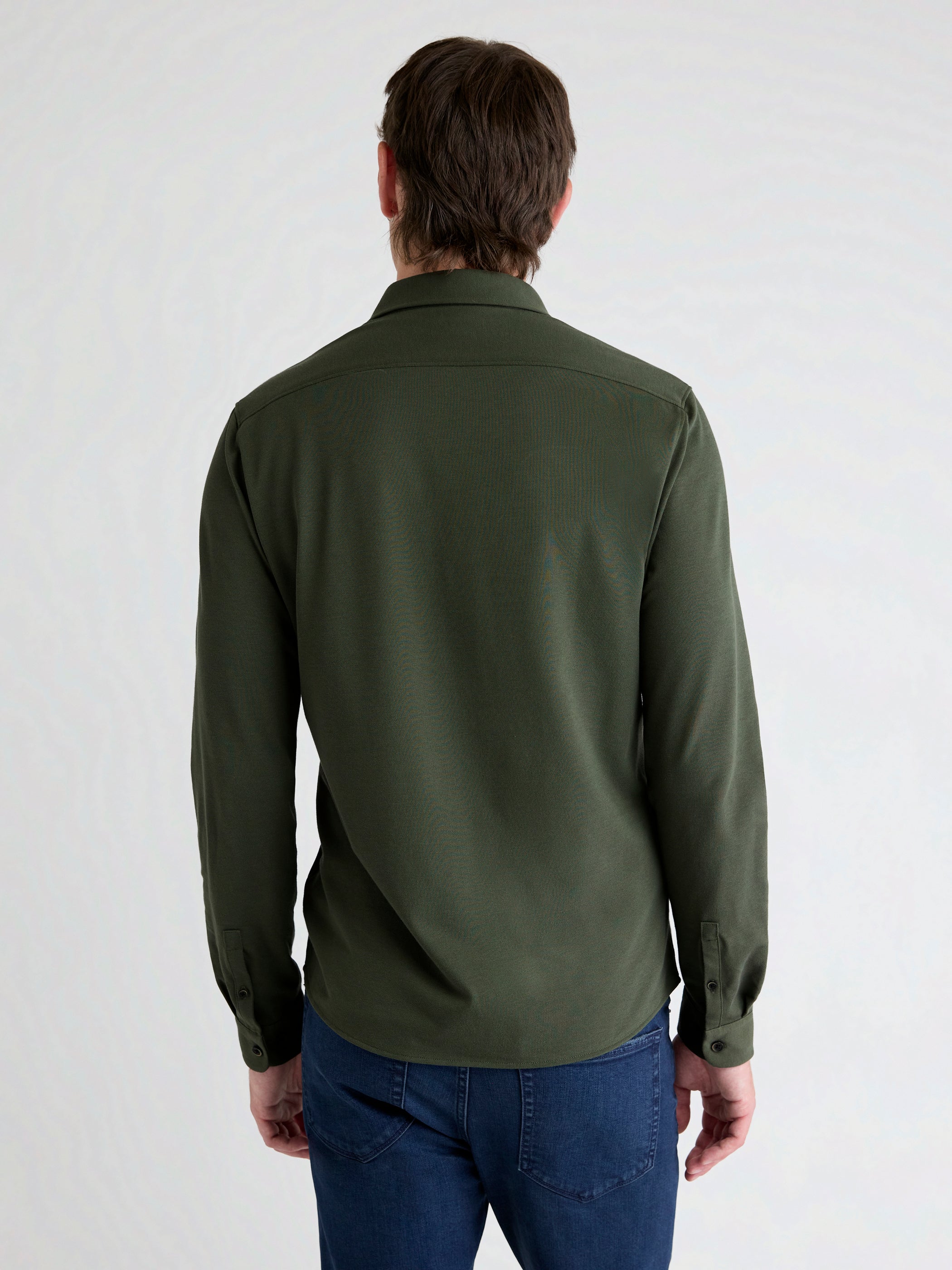 Long-Sleeve Piqué-Knit Shirt