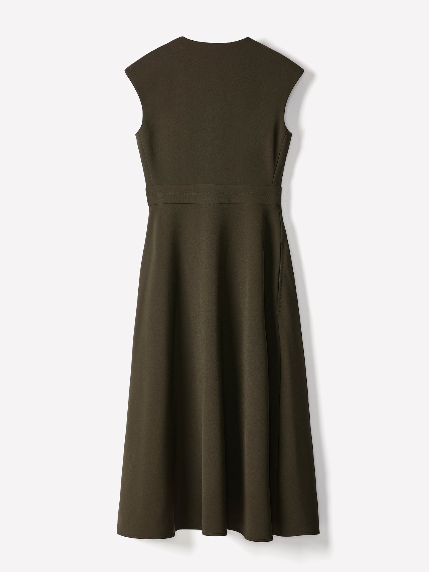 Extended-Sleeve V-Neck Wrap Midi Dress