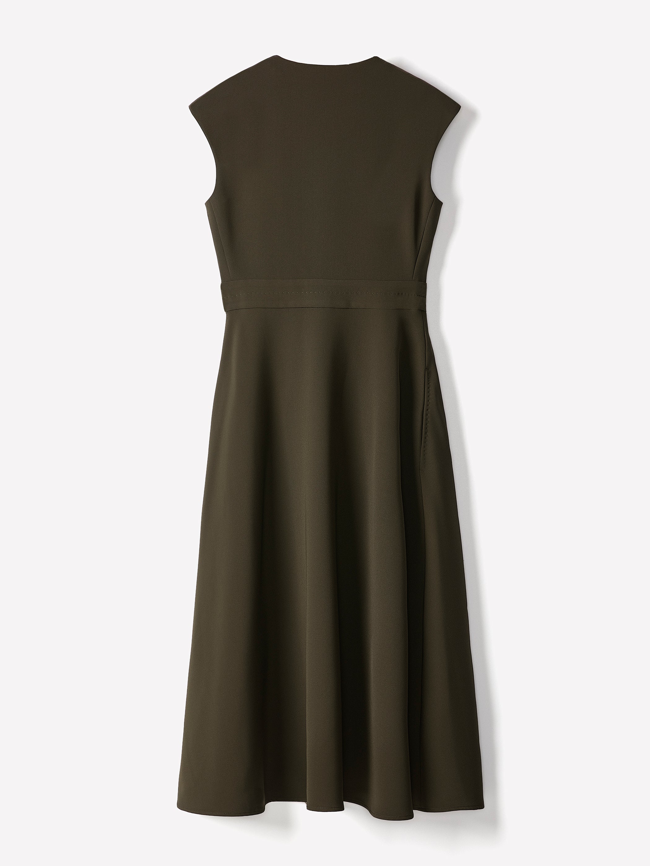 Extended-Sleeve V-Neck Wrap Midi Dress